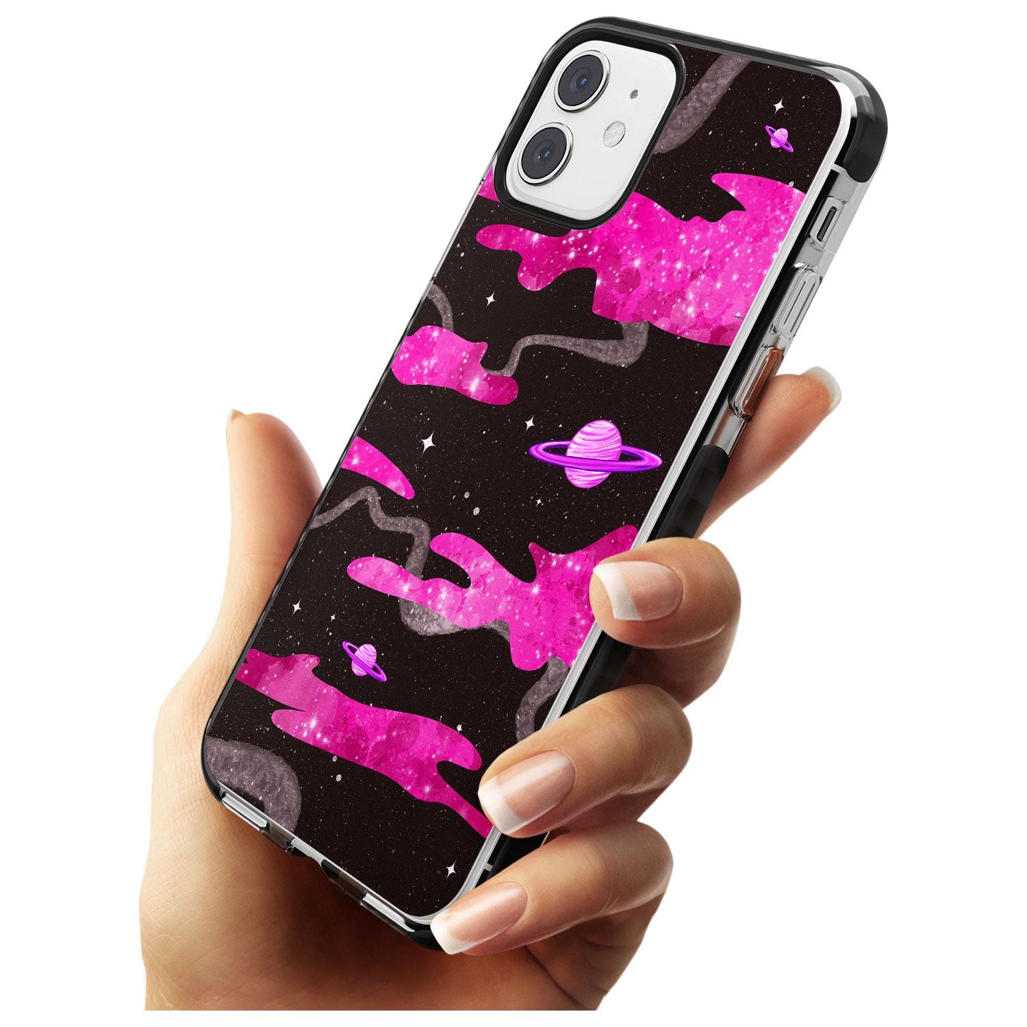 Pink Pattern Black Impact Phone Case for iPhone 11 Pro Max