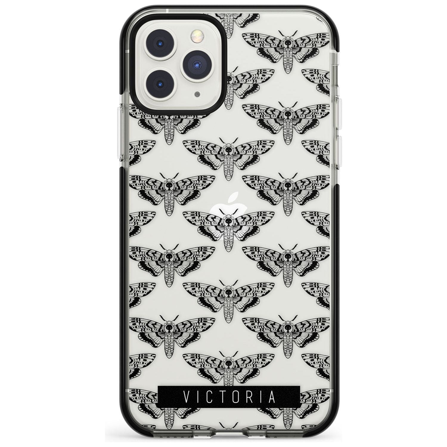 Customised Hawk Moth Pattern iPhone Case Black Impact Custom Phone Case - Case Warehouse