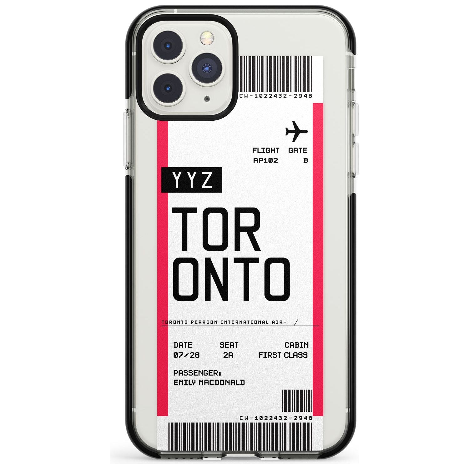 Toronto Boarding Pass iPhone Case Black Impact Custom Phone Case - Case Warehouse