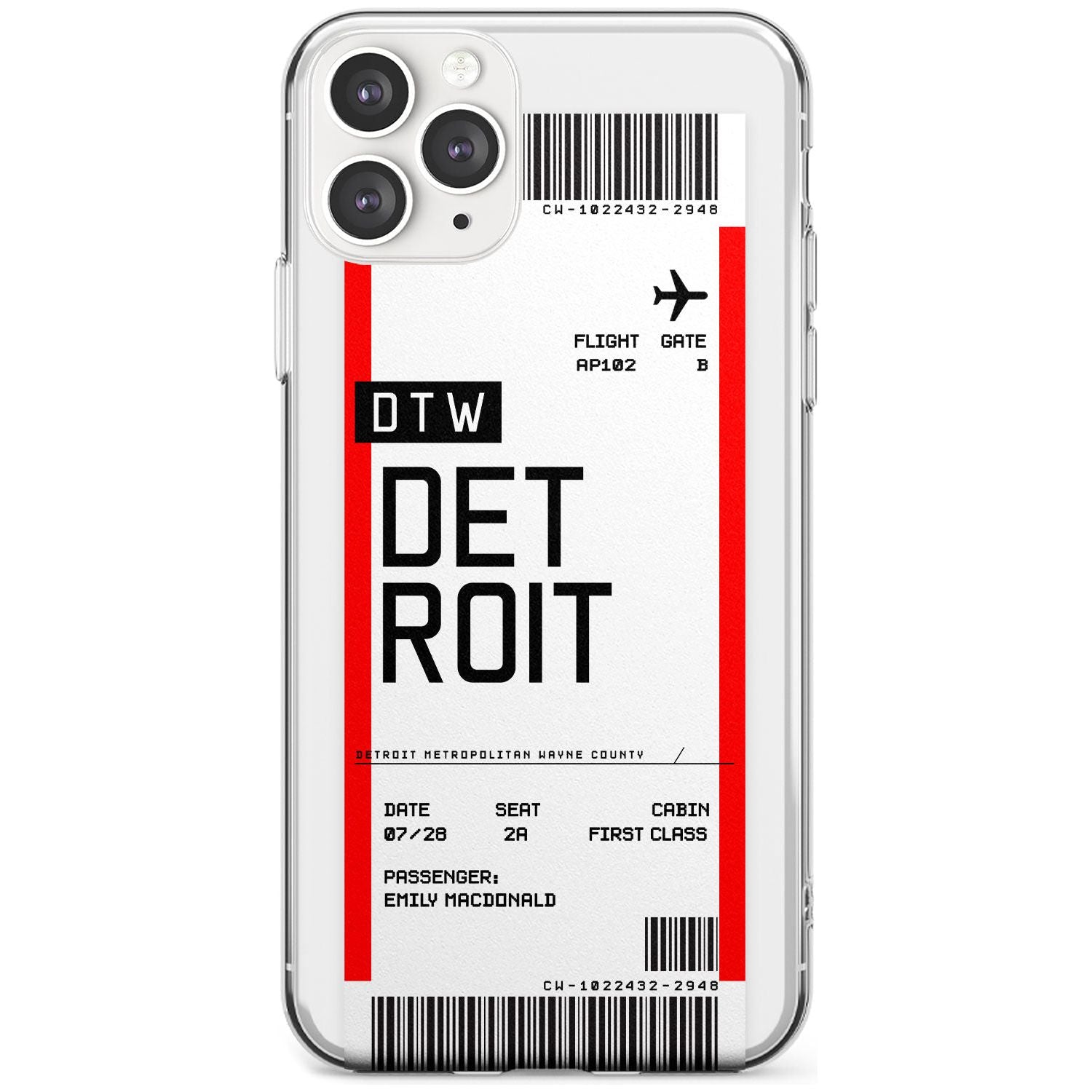 Detroit Boarding Pass iPhone Case Slim Case Custom Phone Case - Case Warehouse
