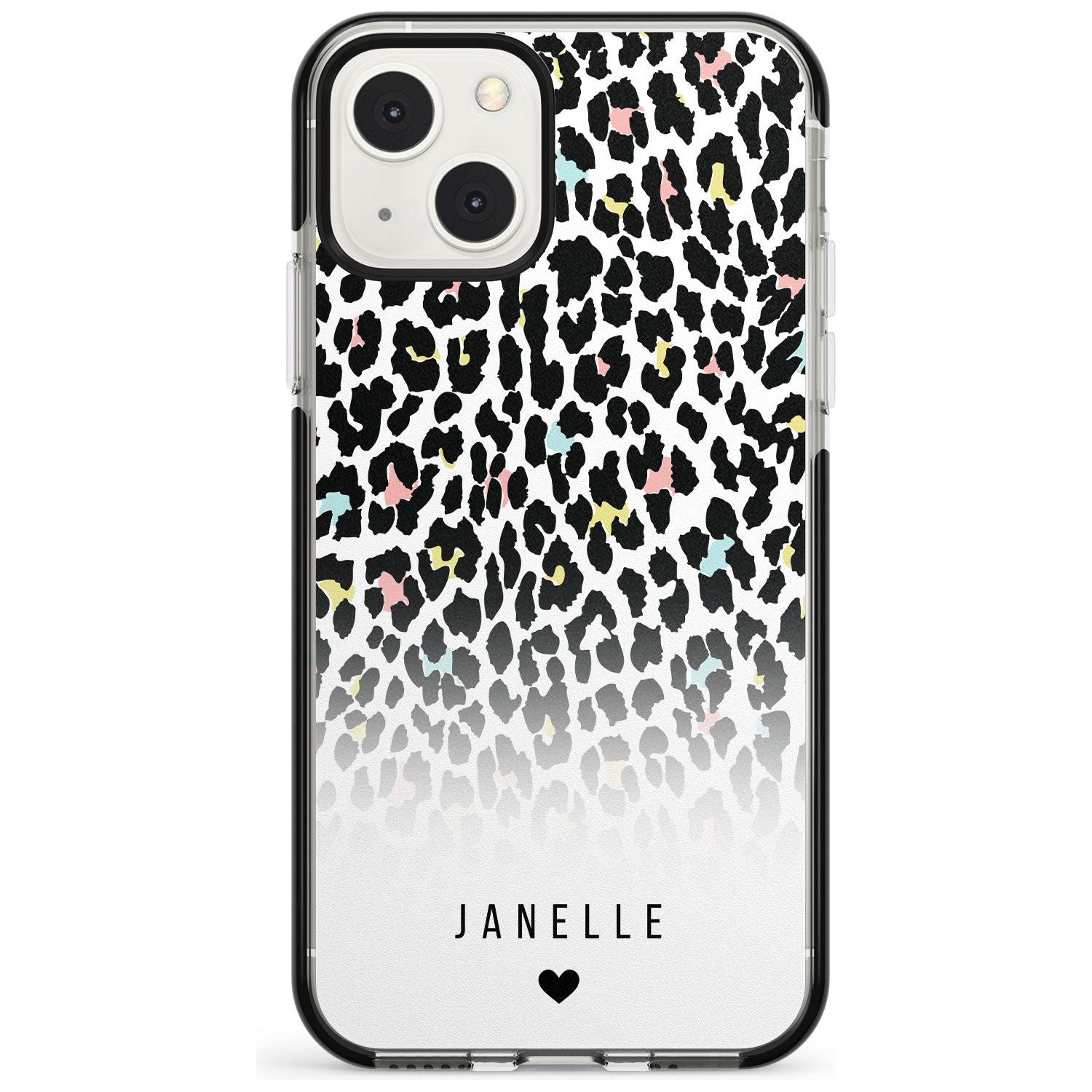 Personalised Pastel Leopard Spots Custom Phone Case iPhone 13 Mini / Black Impact Case Blanc Space