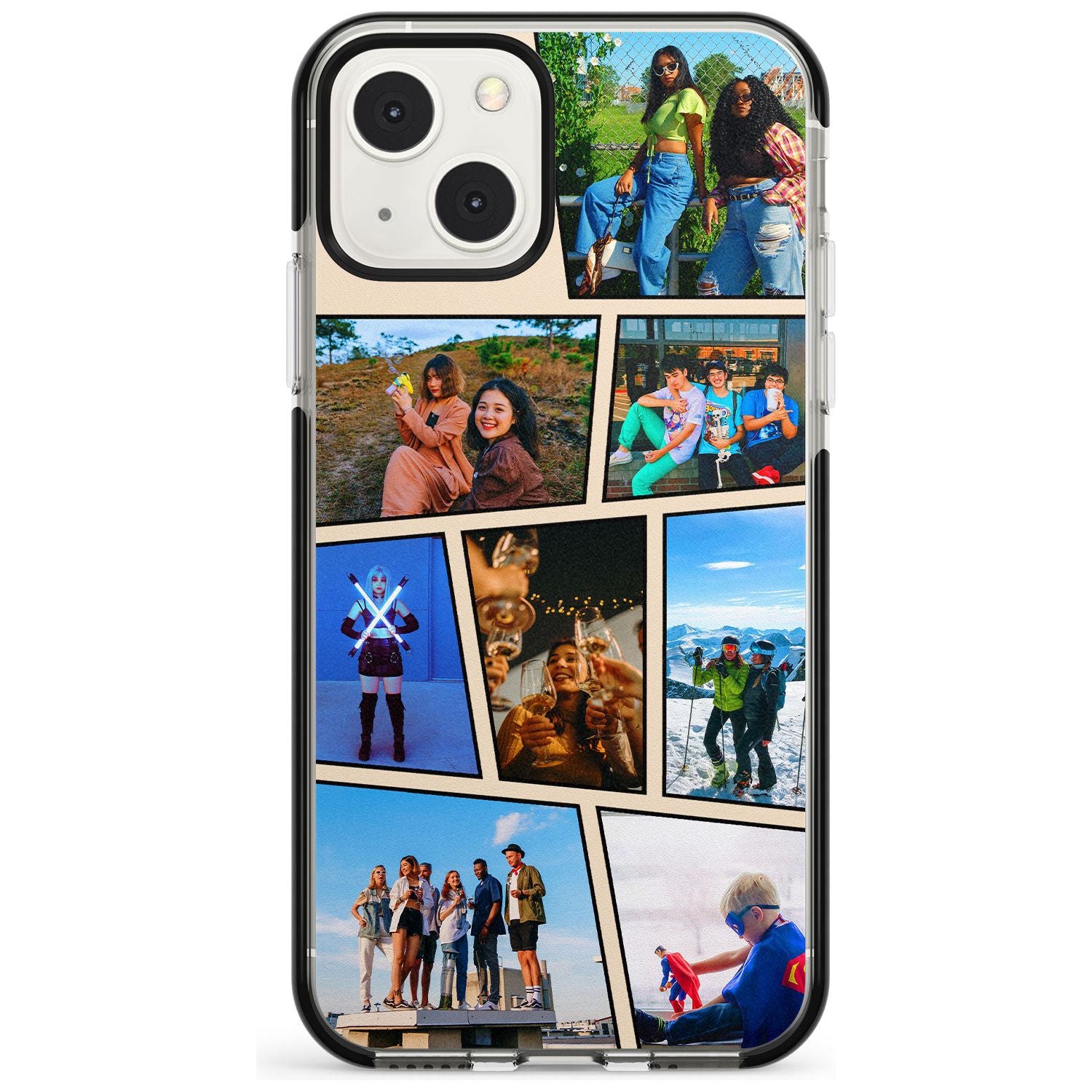 Comic Strip Photo Black Impact Phone Case for iPhone 13 & 13 Mini