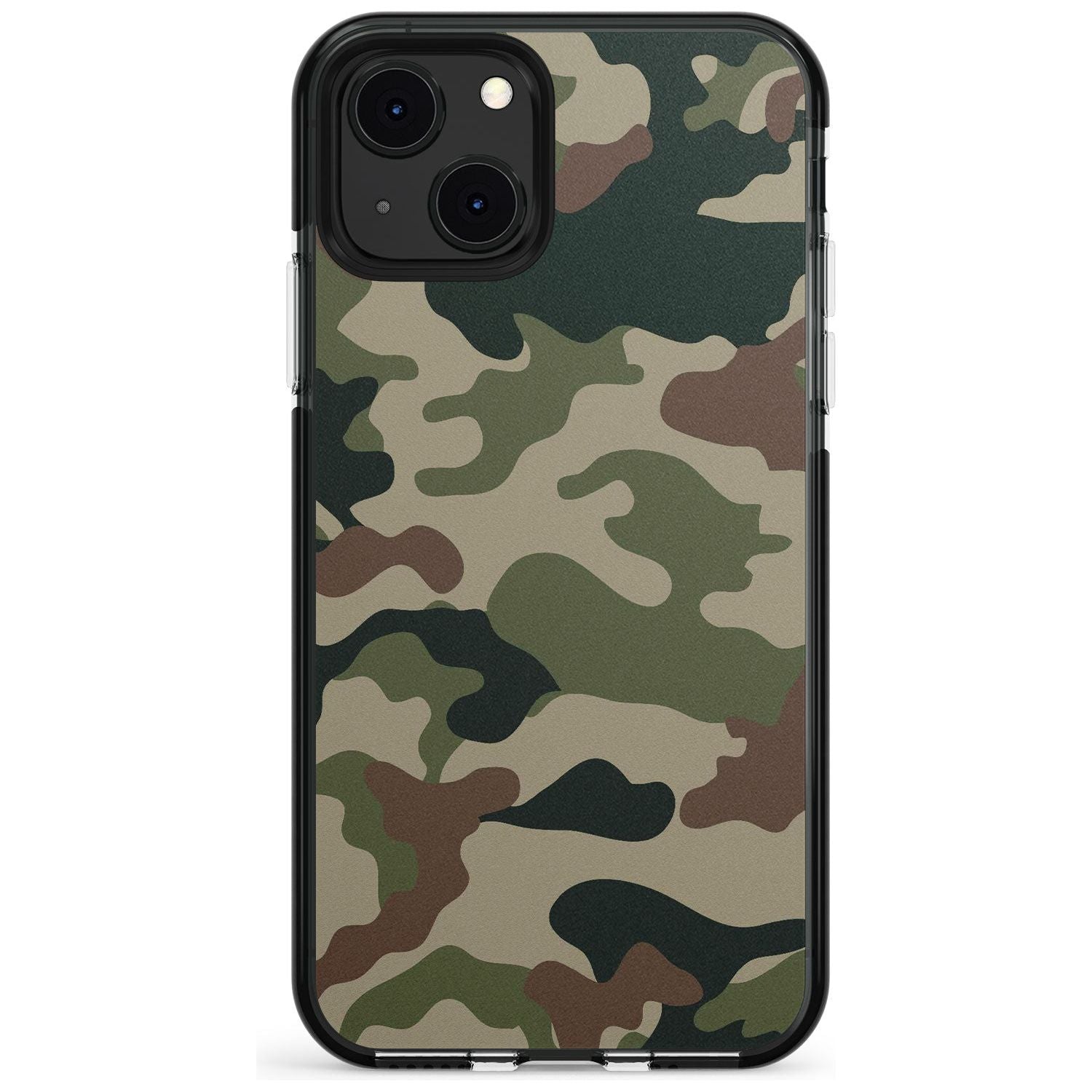 Green and Brown Camo Black Impact Phone Case for iPhone 13 & 13 Mini