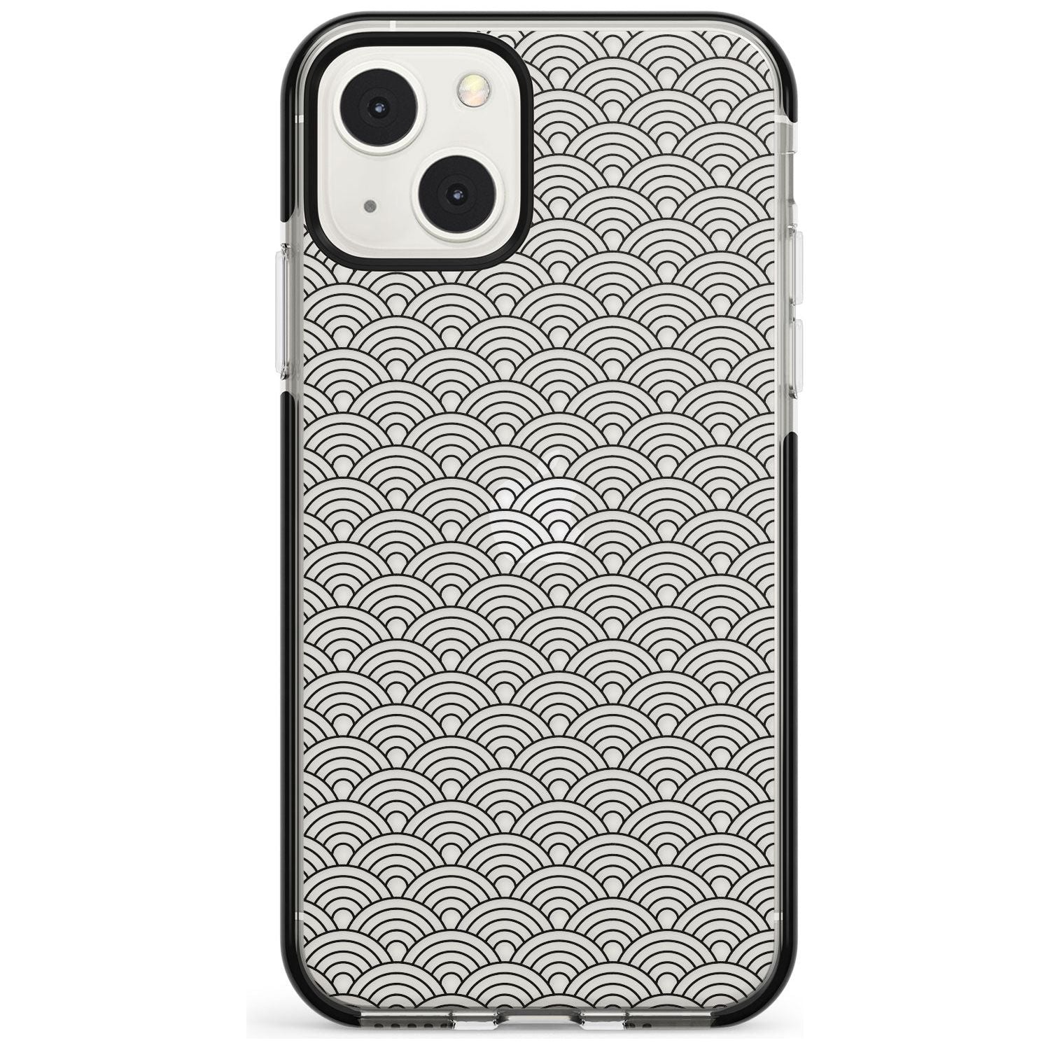 Abstract Lines: Scalloped Pattern Phone Case iPhone 13 Mini / Black Impact Case Blanc Space