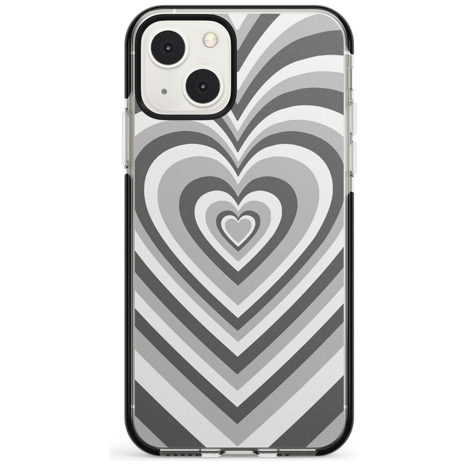 Monochrome Heart Illusion Black Impact Phone Case for iPhone 13 & 13 Mini