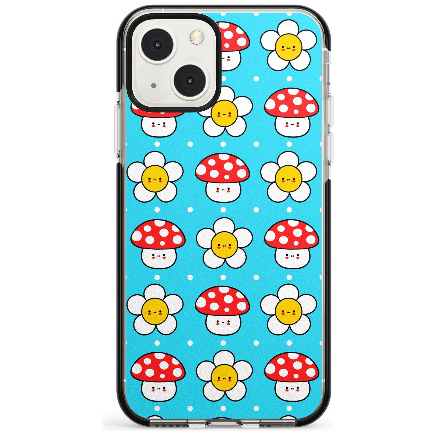 Shroom Bunnies Kawaii Pattern Black Impact Phone Case for iPhone 13 & 13 Mini