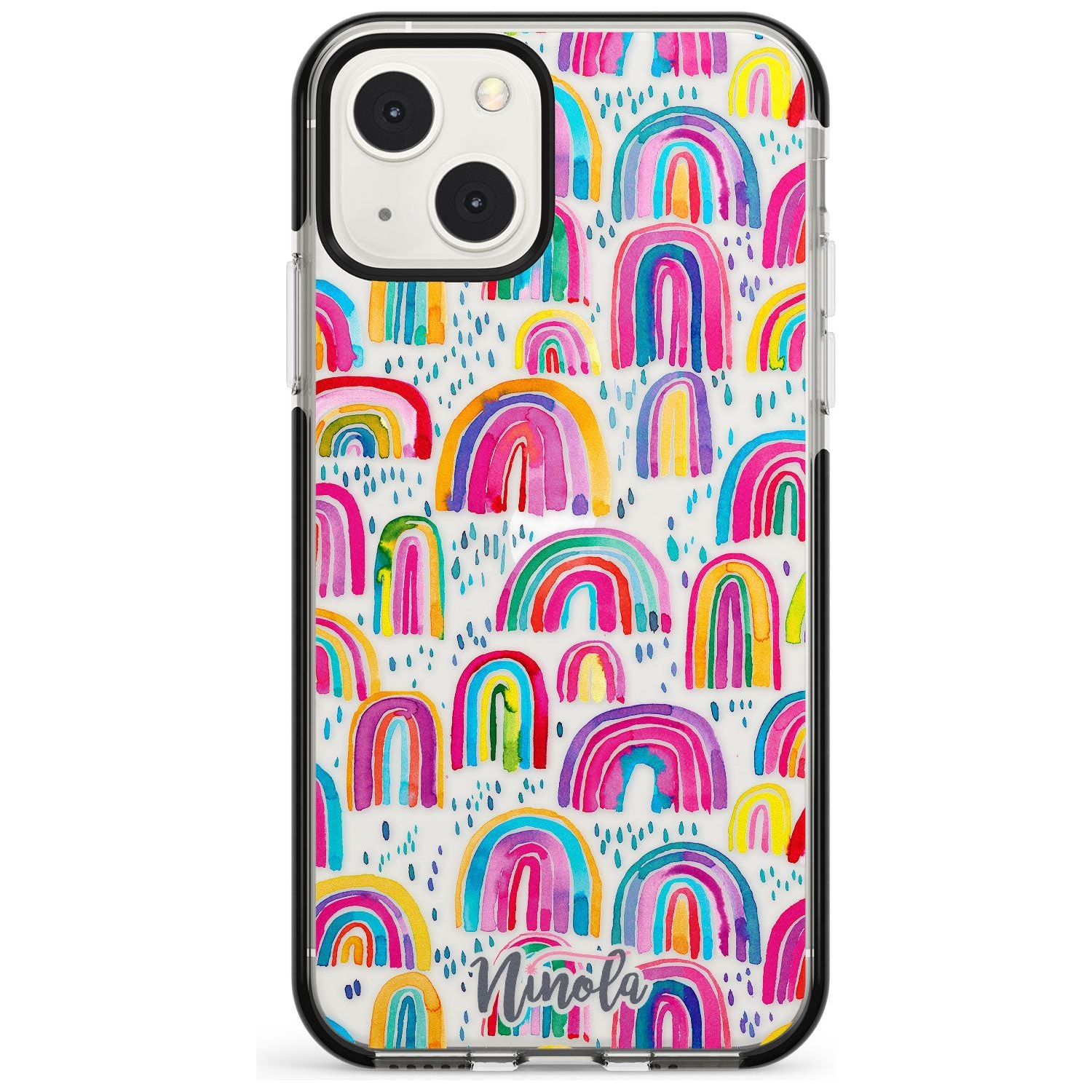 Cute Watercolor Rainbows Phone Case iPhone 13 Mini / Black Impact Case Blanc Space