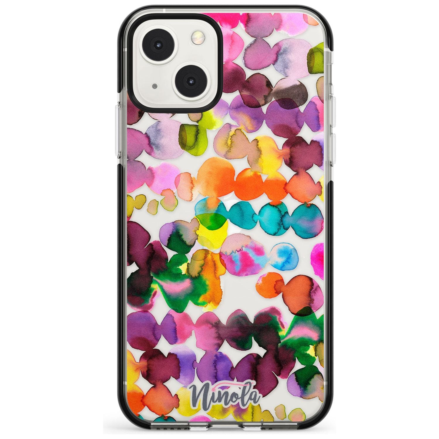 Ink Bleeding Dots Phone Case iPhone 13 Mini / Black Impact Case Blanc Space