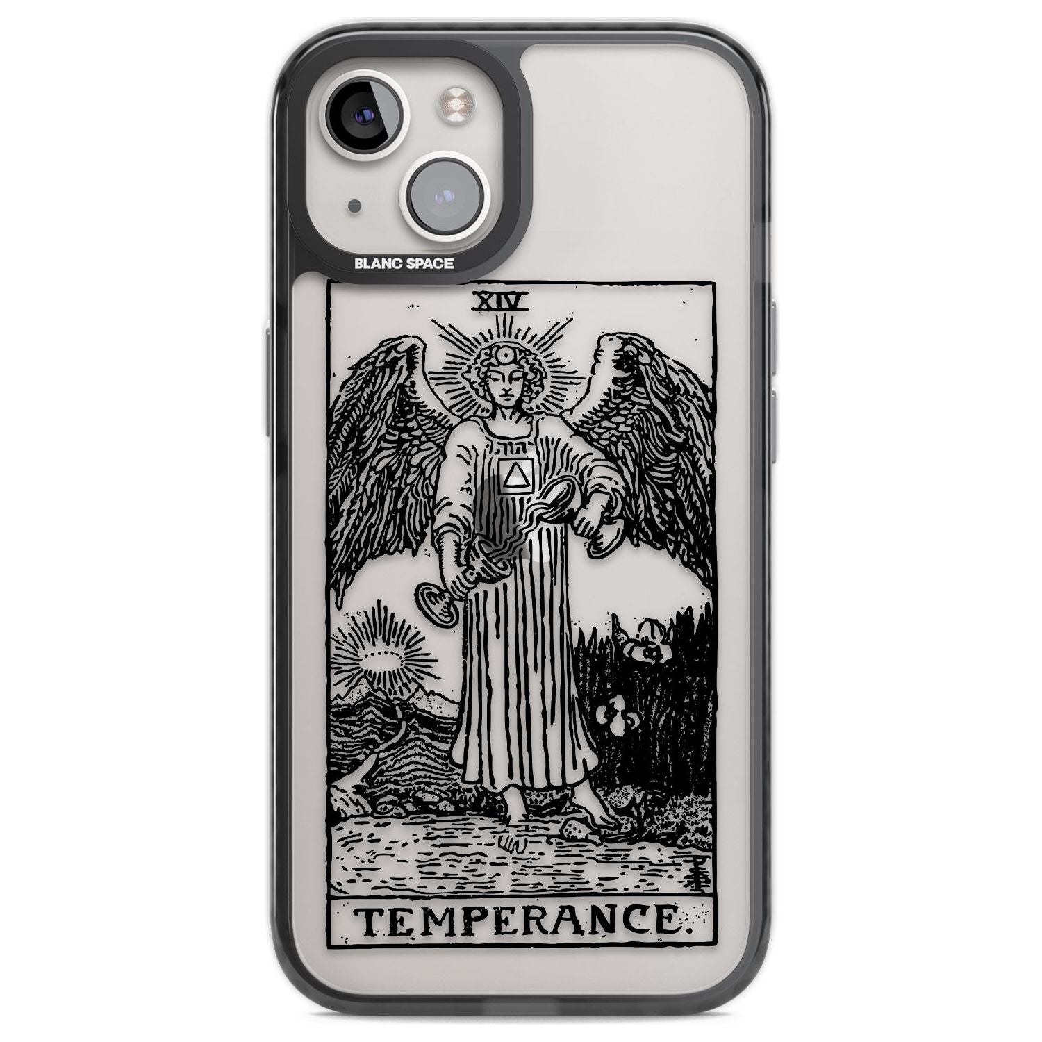 Personalised Temperance Tarot Card - Transparent Custom Phone Case iPhone 12 / Black Impact Case,iPhone 13 / Black Impact Case,iPhone 12 Pro / Black Impact Case,iPhone 14 / Black Impact Case,iPhone 15 Plus / Black Impact Case,iPhone 15 / Black Impact Case Blanc Space