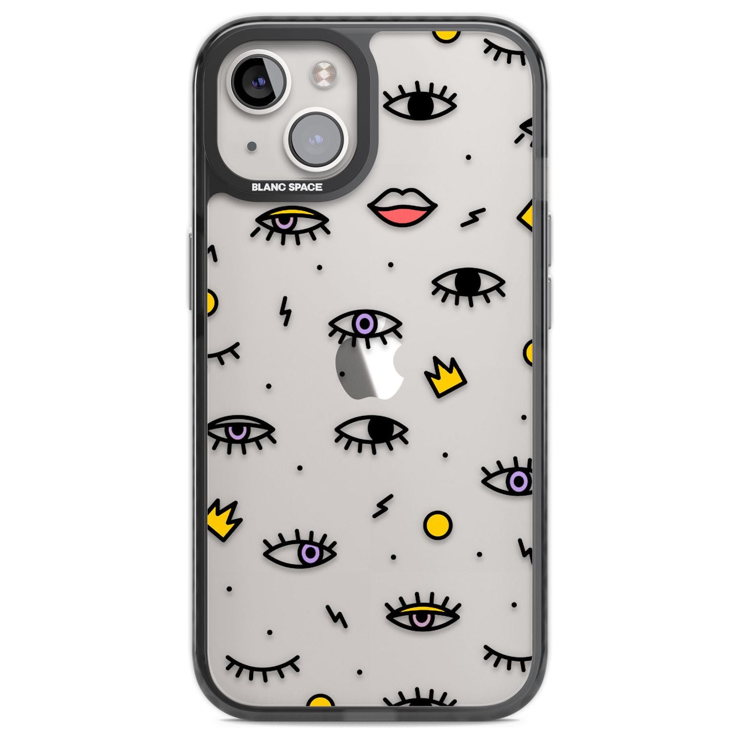 Eyes & Lips Icons Phone Case iPhone 12 / Black Impact Case,iPhone 13 / Black Impact Case,iPhone 12 Pro / Black Impact Case,iPhone 14 / Black Impact Case,iPhone 15 Plus / Black Impact Case,iPhone 15 / Black Impact Case Blanc Space