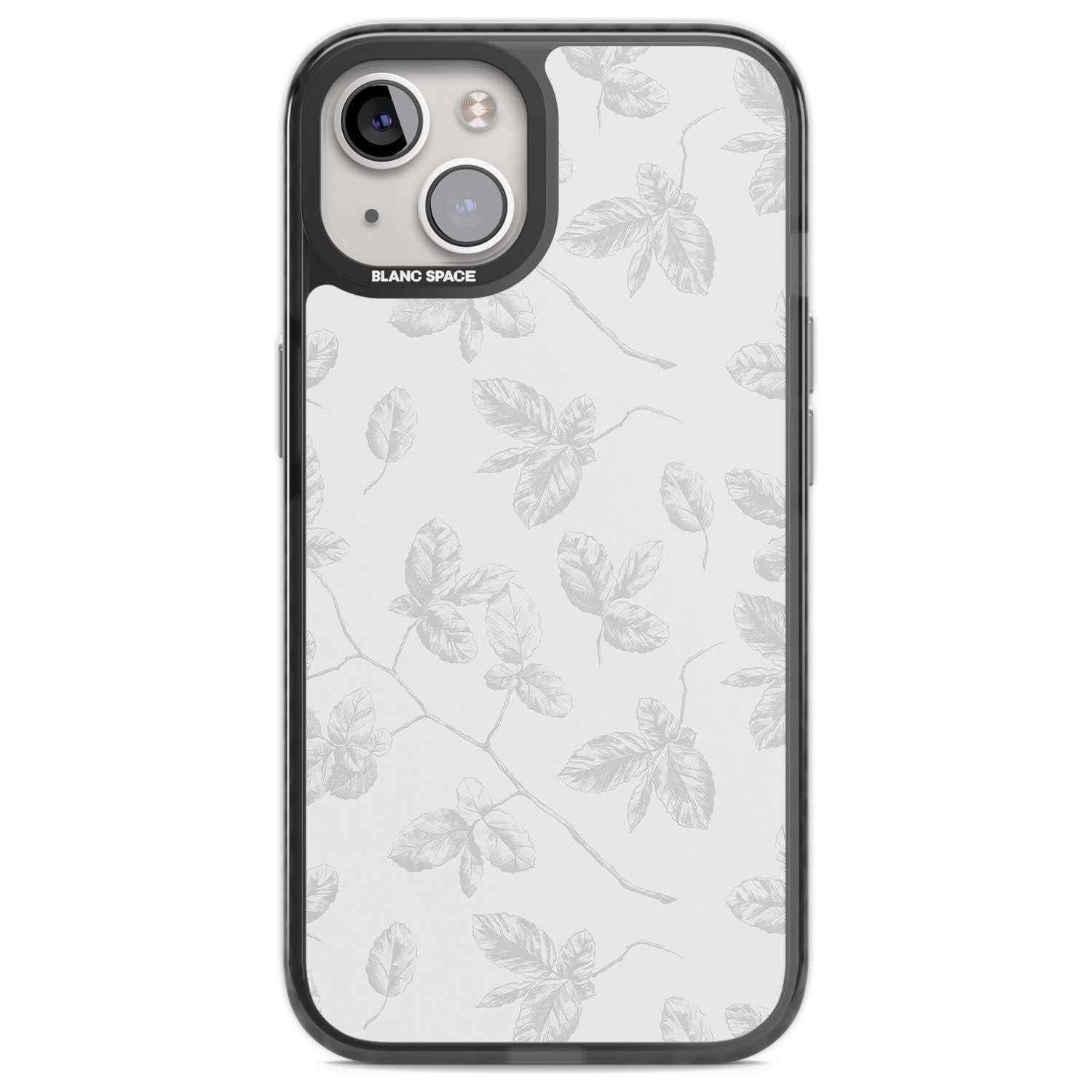 Grey Branches Vintage Botanical Phone Case iPhone 12 / Black Impact Case,iPhone 13 / Black Impact Case,iPhone 12 Pro / Black Impact Case,iPhone 14 / Black Impact Case,iPhone 15 Plus / Black Impact Case,iPhone 15 / Black Impact Case Blanc Space