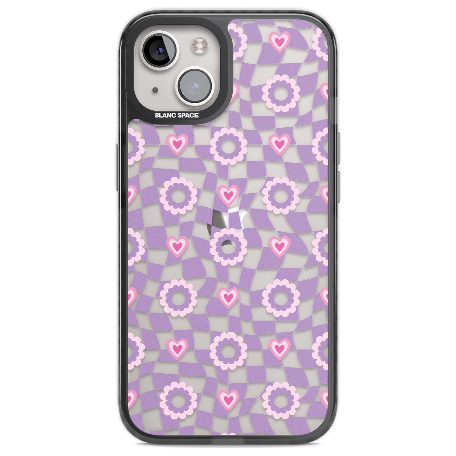 Checkered Love Pattern Phone Case iPhone 13 / Black Impact Case,iPhone 12 Pro / Black Impact Case,iPhone 12 / Black Impact Case,iPhone 14 / Black Impact Case,iPhone 15 Plus / Black Impact Case,iPhone 15 / Black Impact Case Blanc Space