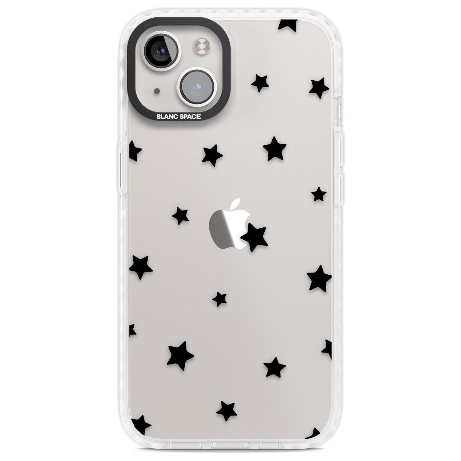 Black Stars Pattern Phone Case iPhone 13 / Impact Case,iPhone 14 / Impact Case,iPhone 15 Plus / Impact Case,iPhone 15 / Impact Case Blanc Space