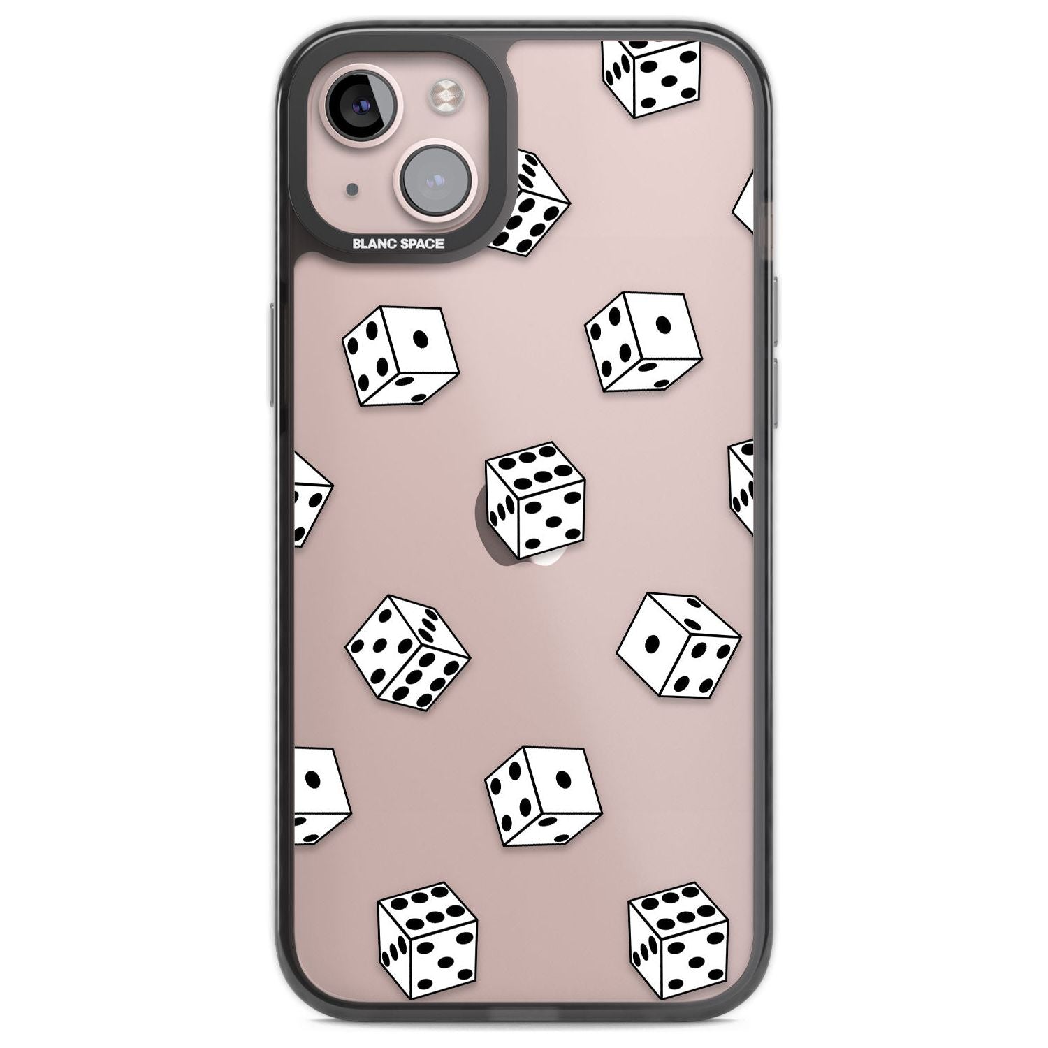 Clear Dice Pattern Phone Case iPhone 14 Plus / Black Impact Case Blanc Space