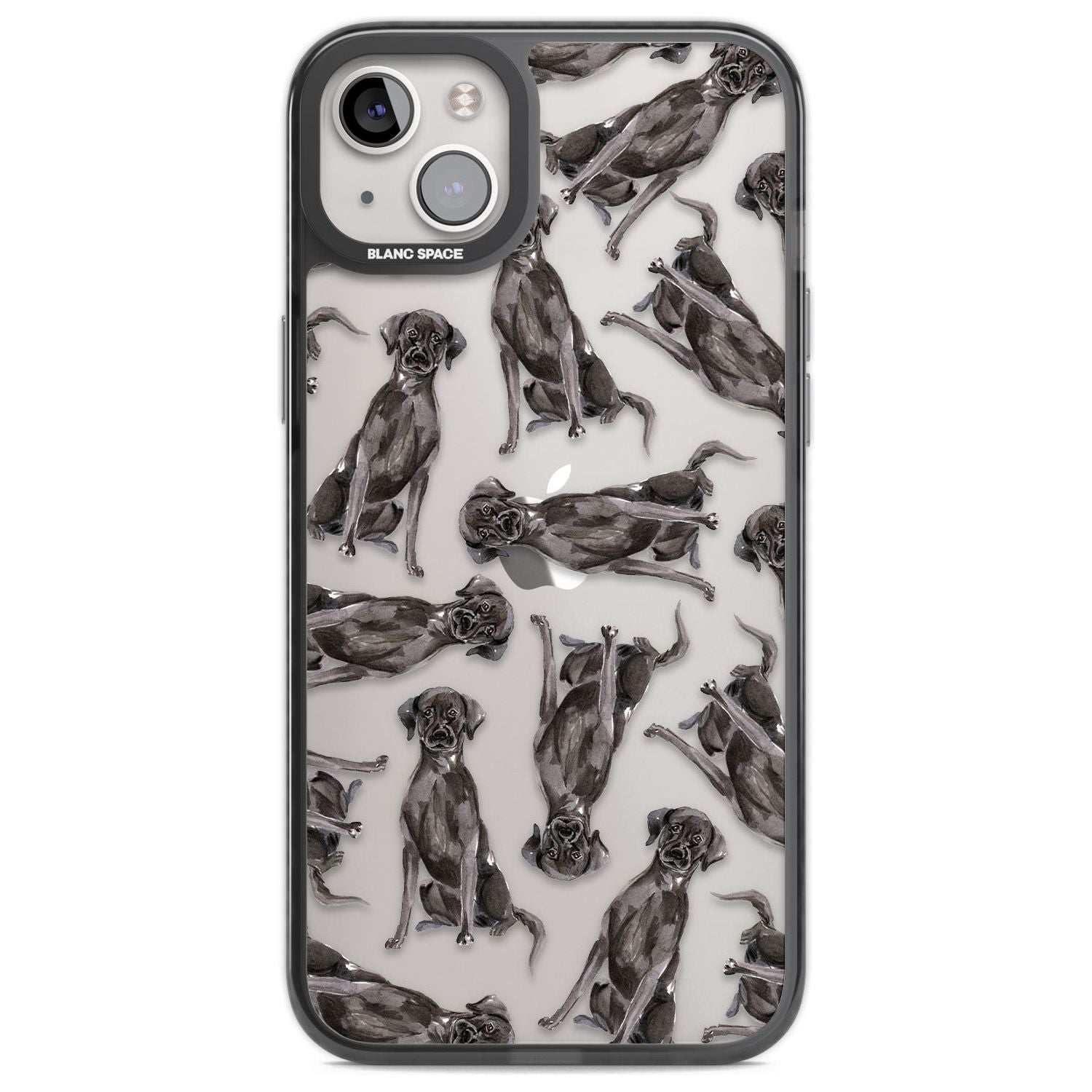 Black Labrador Watercolour Dog Pattern Phone Case iPhone 14 Plus / Black Impact Case Blanc Space
