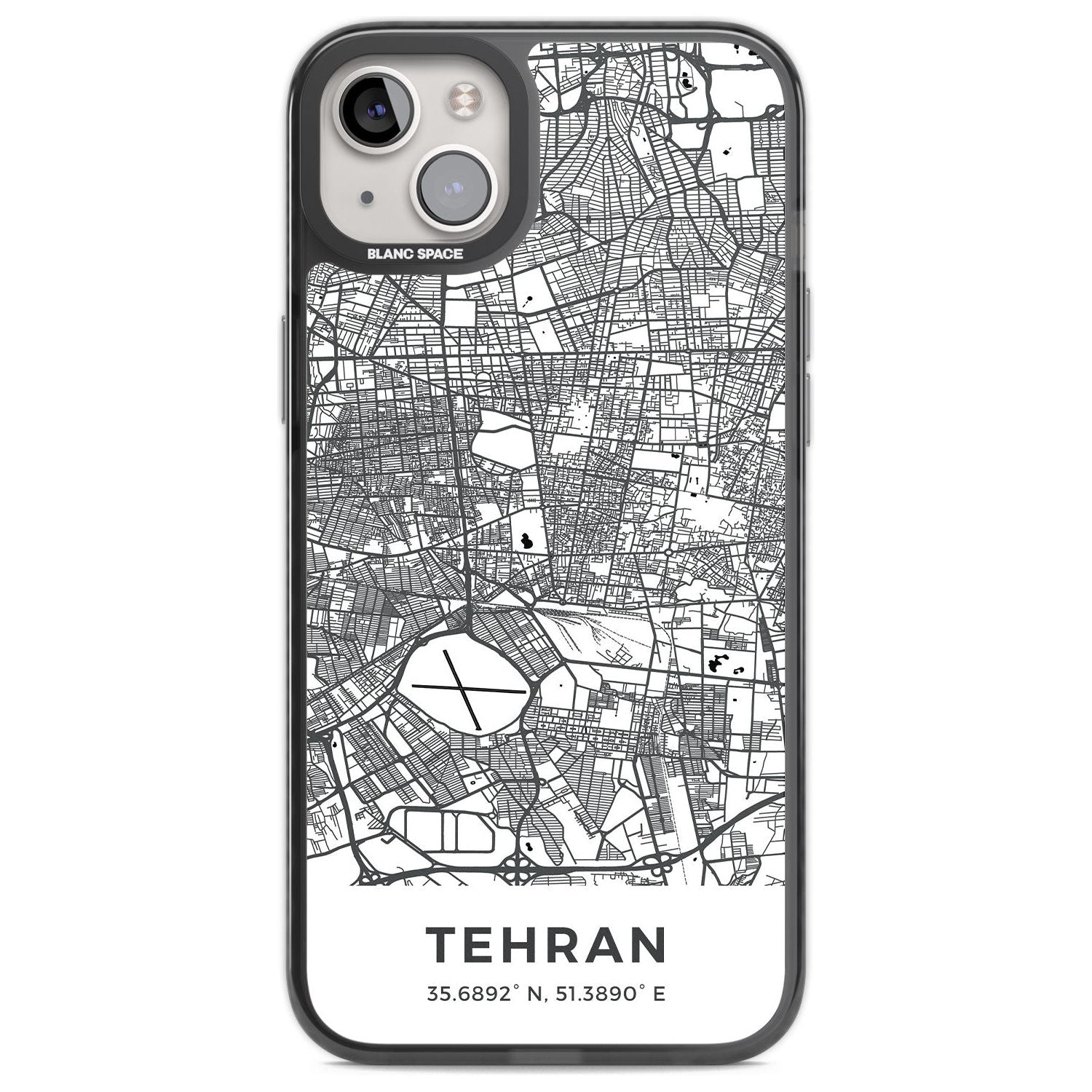 Map of Tehran, Iran Phone Case iPhone 14 Plus / Black Impact Case Blanc Space