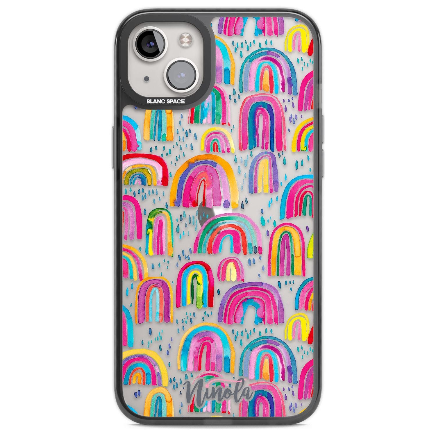 Cute Watercolor Rainbows Phone Case iPhone 14 Plus / Black Impact Case Blanc Space