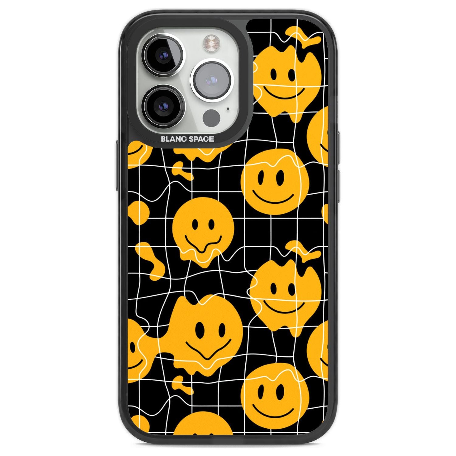 Acid Face Grid Pattern Phone Case iPhone 13 Pro / Black Impact Case,iPhone 14 Pro / Black Impact Case,iPhone 15 Pro Max / Black Impact Case,iPhone 15 Pro / Black Impact Case Blanc Space