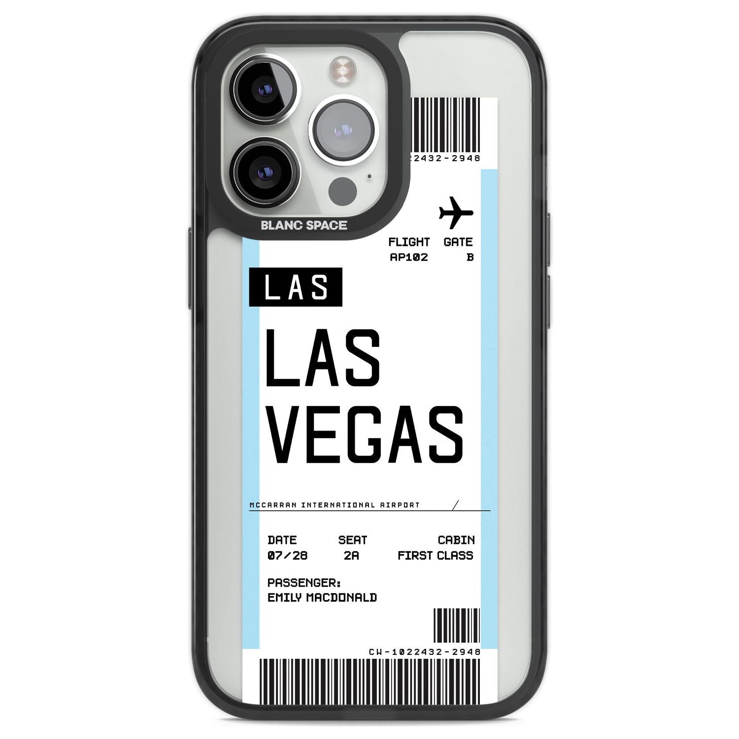 Personalised Las Vegas Boarding Pass Custom Phone Case iPhone 13 Pro / Black Impact Case,iPhone 14 Pro / Black Impact Case,iPhone 15 Pro Max / Black Impact Case,iPhone 15 Pro / Black Impact Case Blanc Space