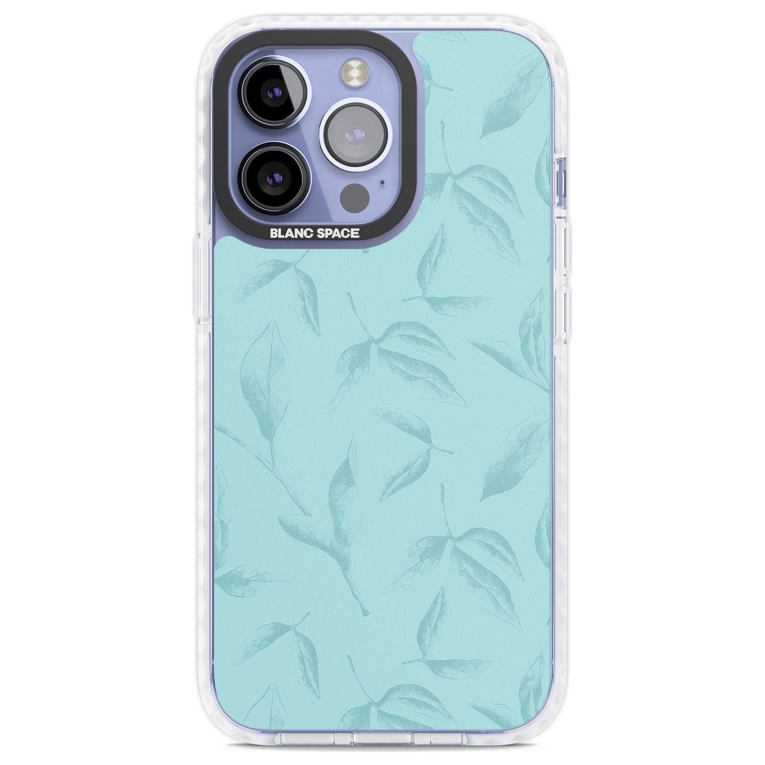 Blue Leaves Vintage Botanical Phone Case iPhone 13 Pro / Impact Case,iPhone 14 Pro / Impact Case,iPhone 15 Pro Max / Impact Case,iPhone 15 Pro / Impact Case Blanc Space