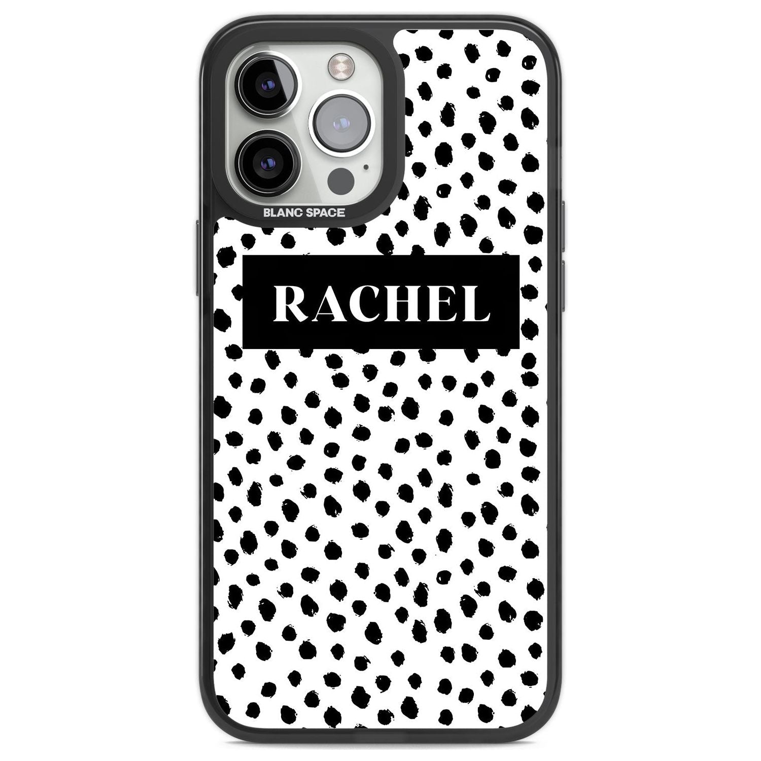 Personalised Black Bar & Dots Custom Phone Case iPhone 13 Pro Max / Black Impact Case,iPhone 14 Pro Max / Black Impact Case Blanc Space