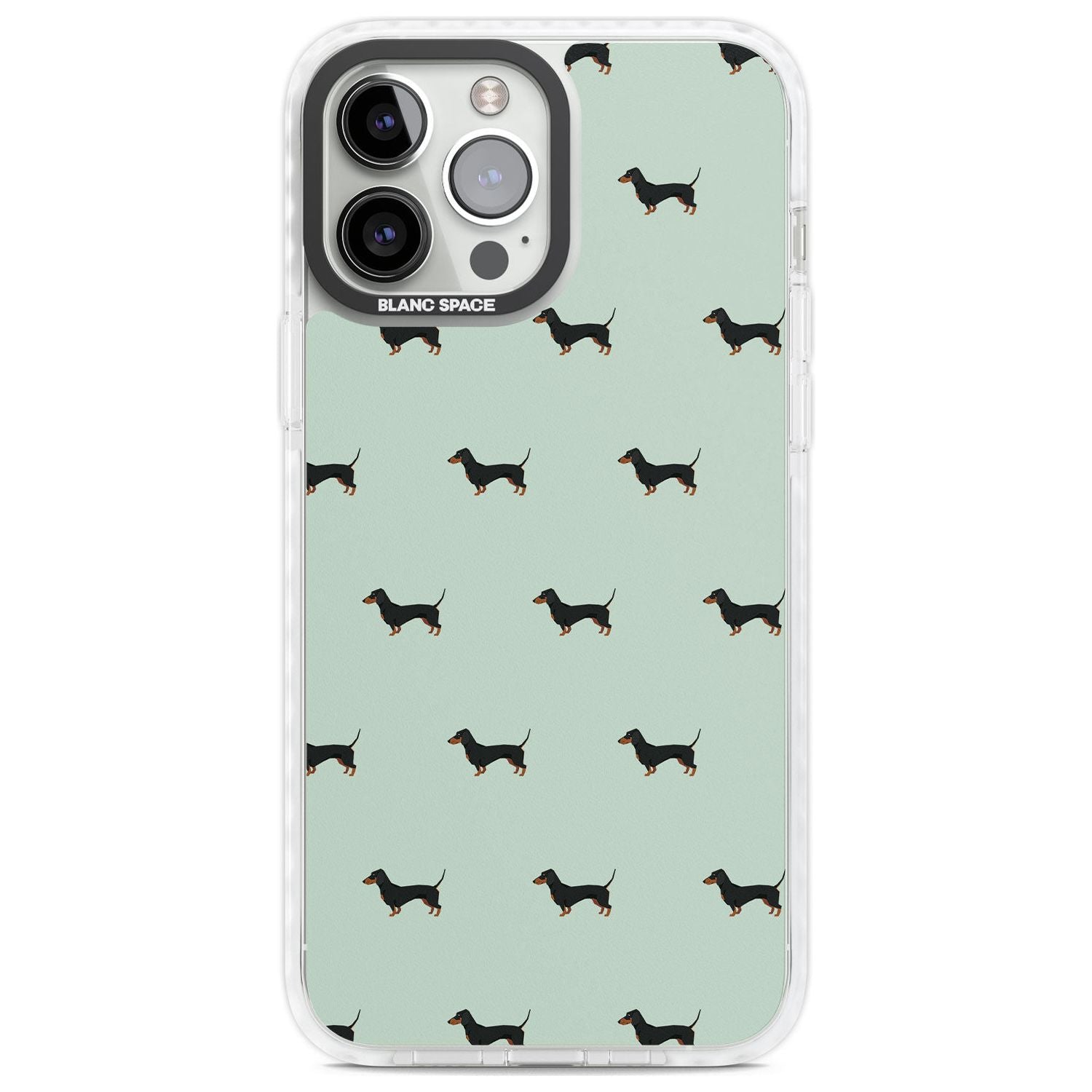 Dachshund Dog Pattern Phone Case iPhone 13 Pro Max / Impact Case,iPhone 14 Pro Max / Impact Case Blanc Space