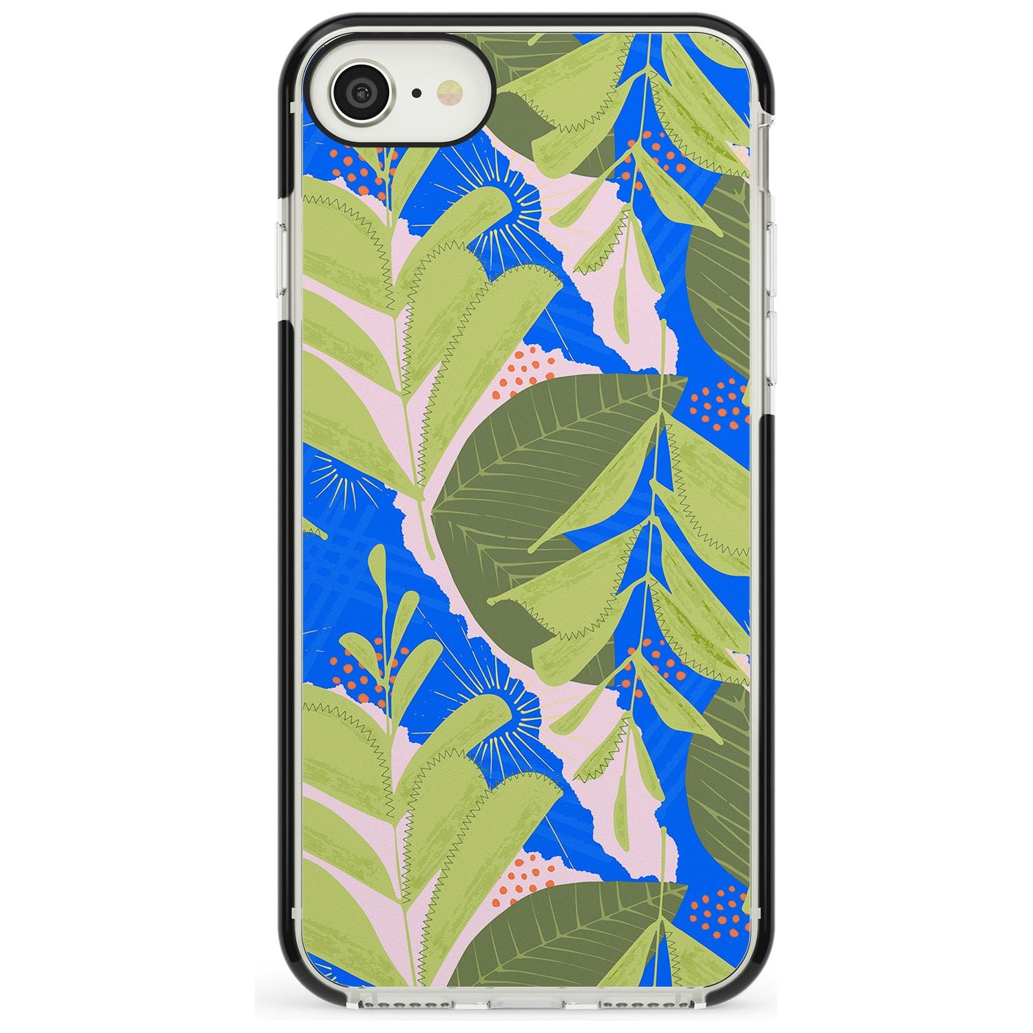 Fern Leaves Abstract Pattern iPhone Case Black Impact Phone Case - Case Warehouse