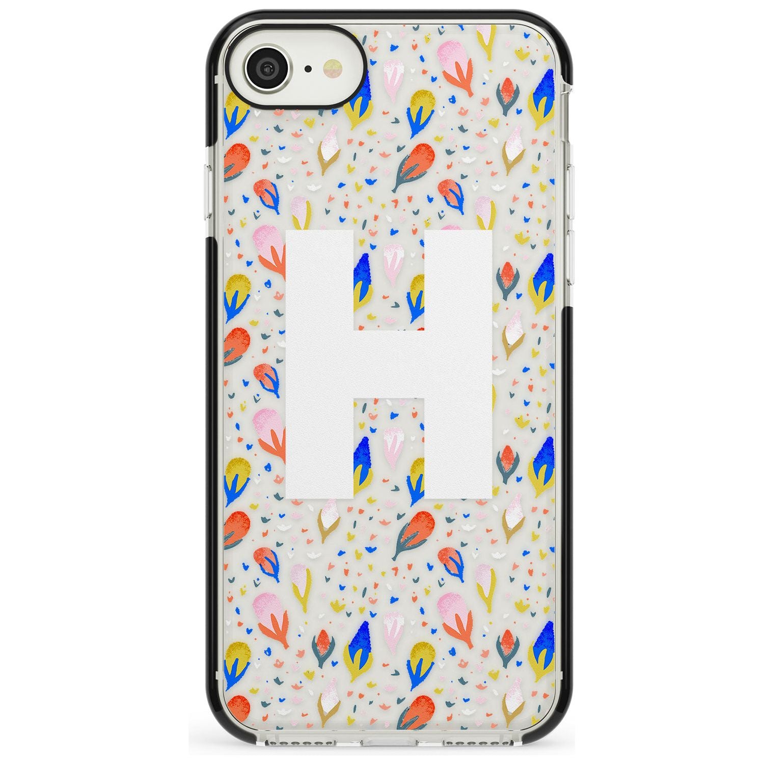 White Monogram Floral iPhone Case Black Impact Custom Phone Case - Case Warehouse