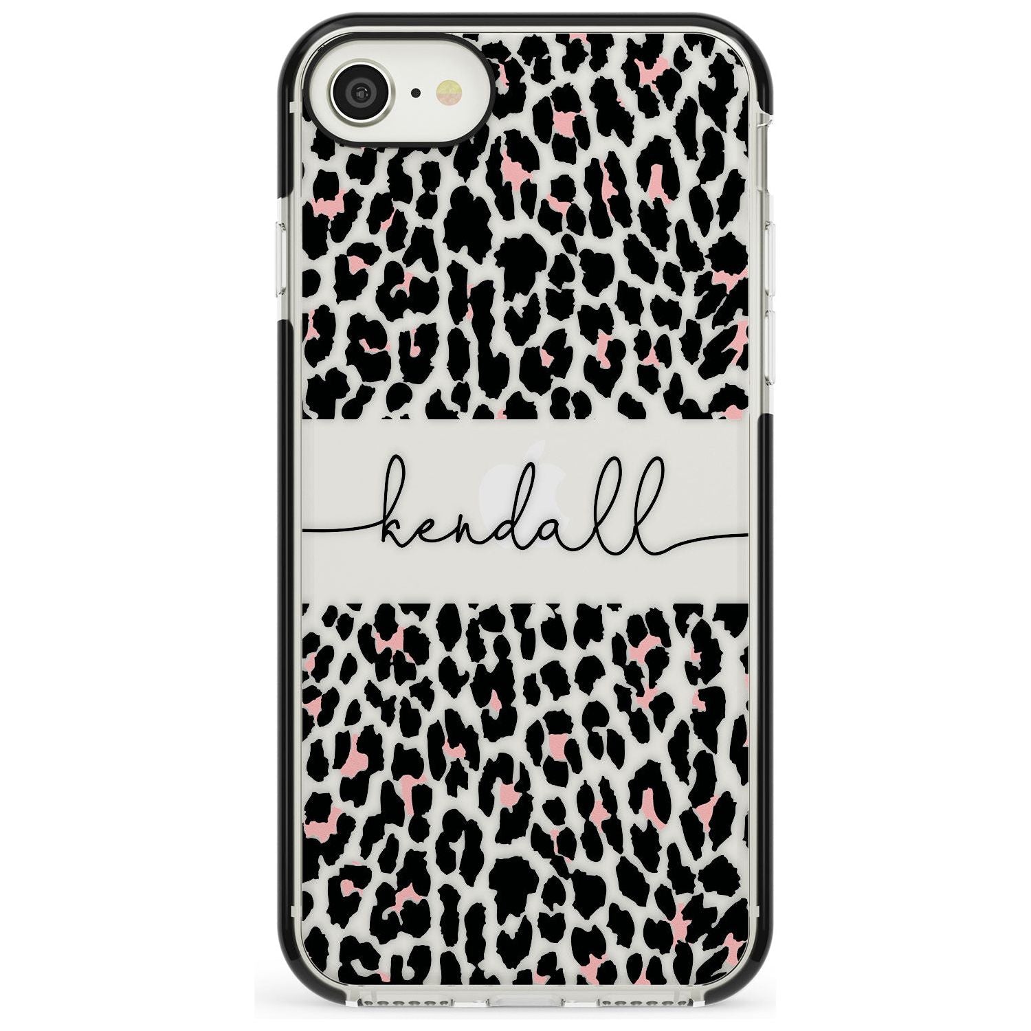 Custom Pink & Cursive Leopard Spots iPhone Case Black Impact Custom Phone Case - Case Warehouse