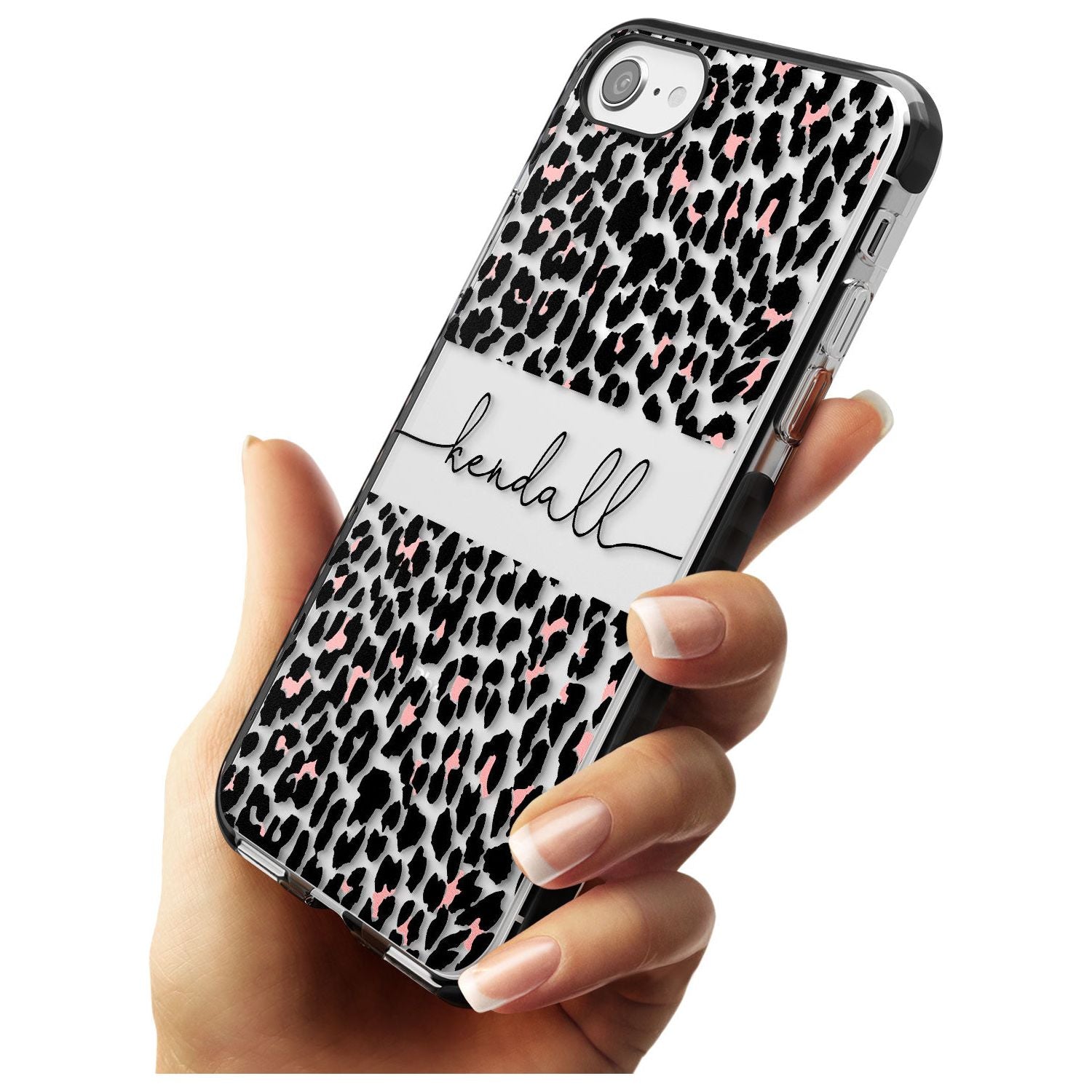 Custom Pink & Cursive Leopard Spots iPhone Case Custom Phone Case - Case Warehouse