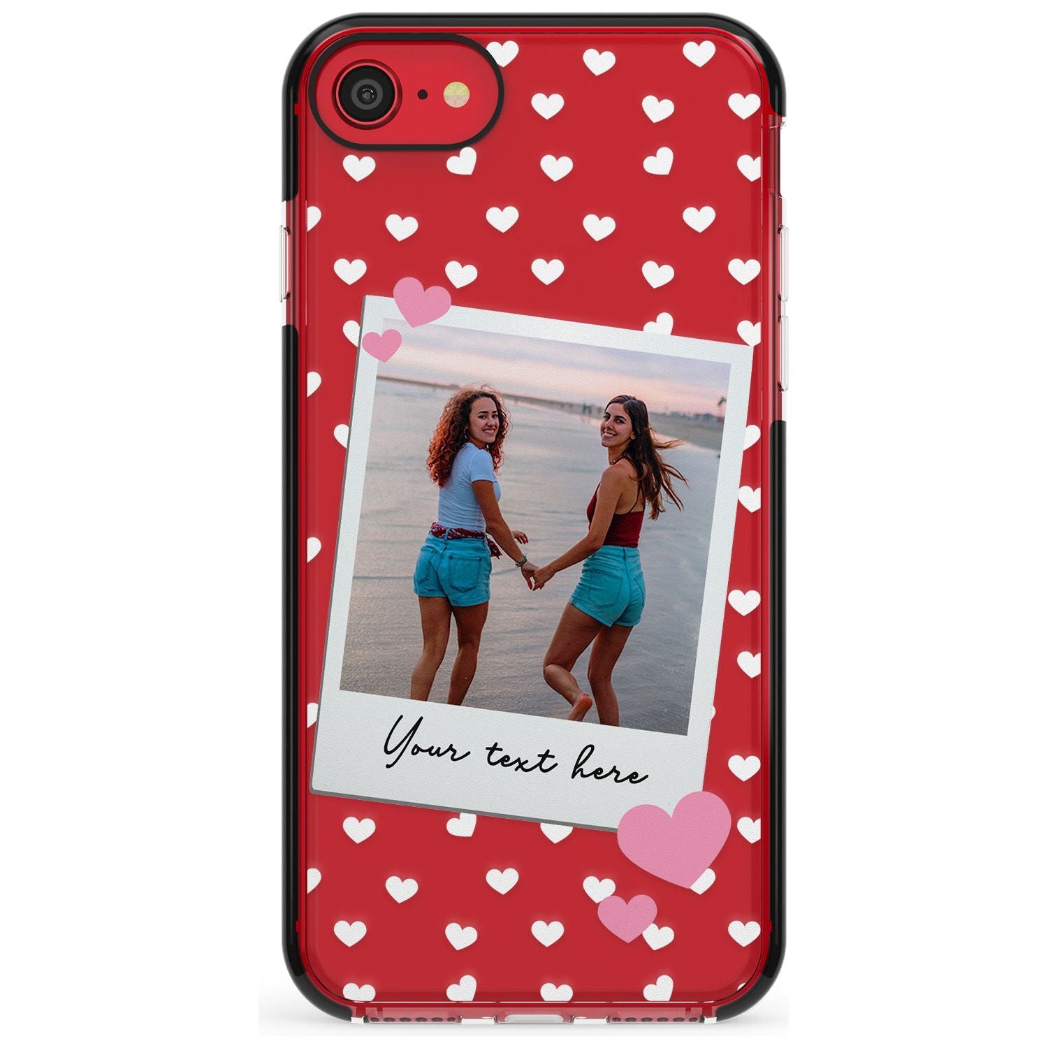 Instant Film & Hearts Pink Fade Impact Phone Case for iPhone SE 8 7 Plus