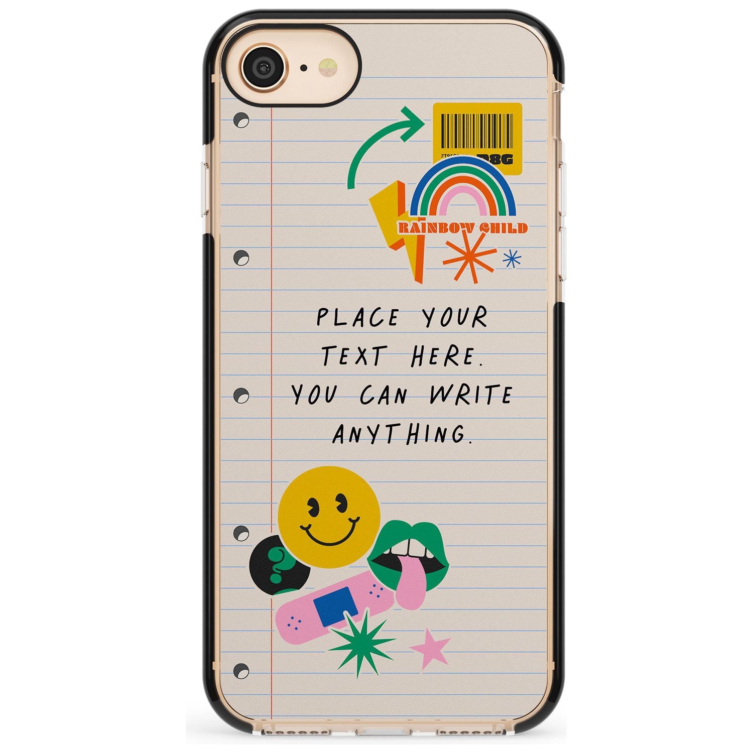 Custom Nostalgia Sticker Mix #1 Pink Fade Impact Phone Case for iPhone SE 8 7 Plus