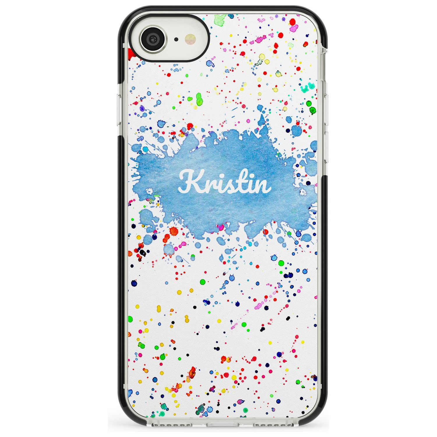 Rainbow Paint Splatter iPhone Case Black Impact Custom Phone Case - Case Warehouse
