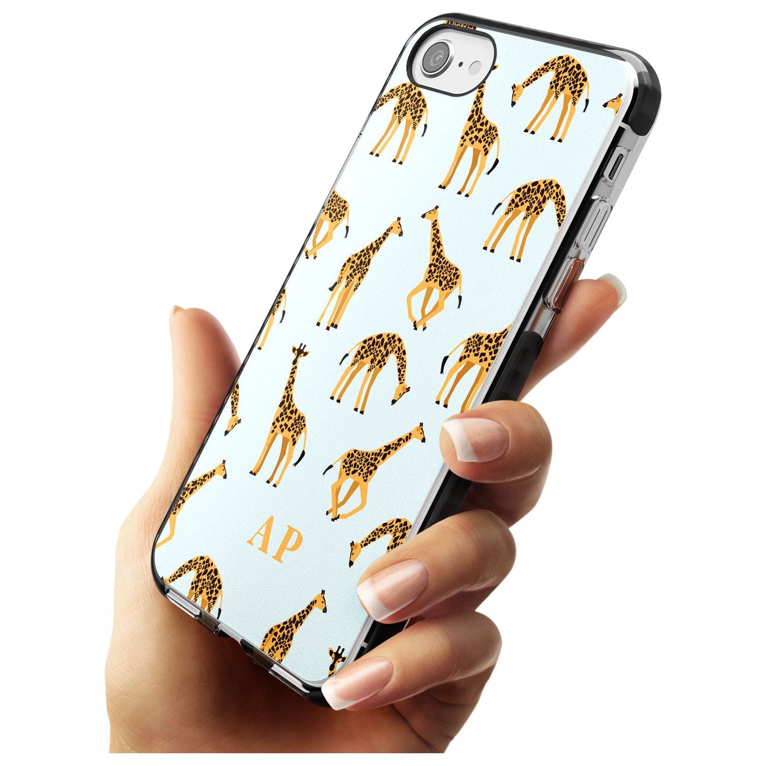 Safari Giraffe Pattern on Blue iPhone Case Custom Phone Case - Case Warehouse