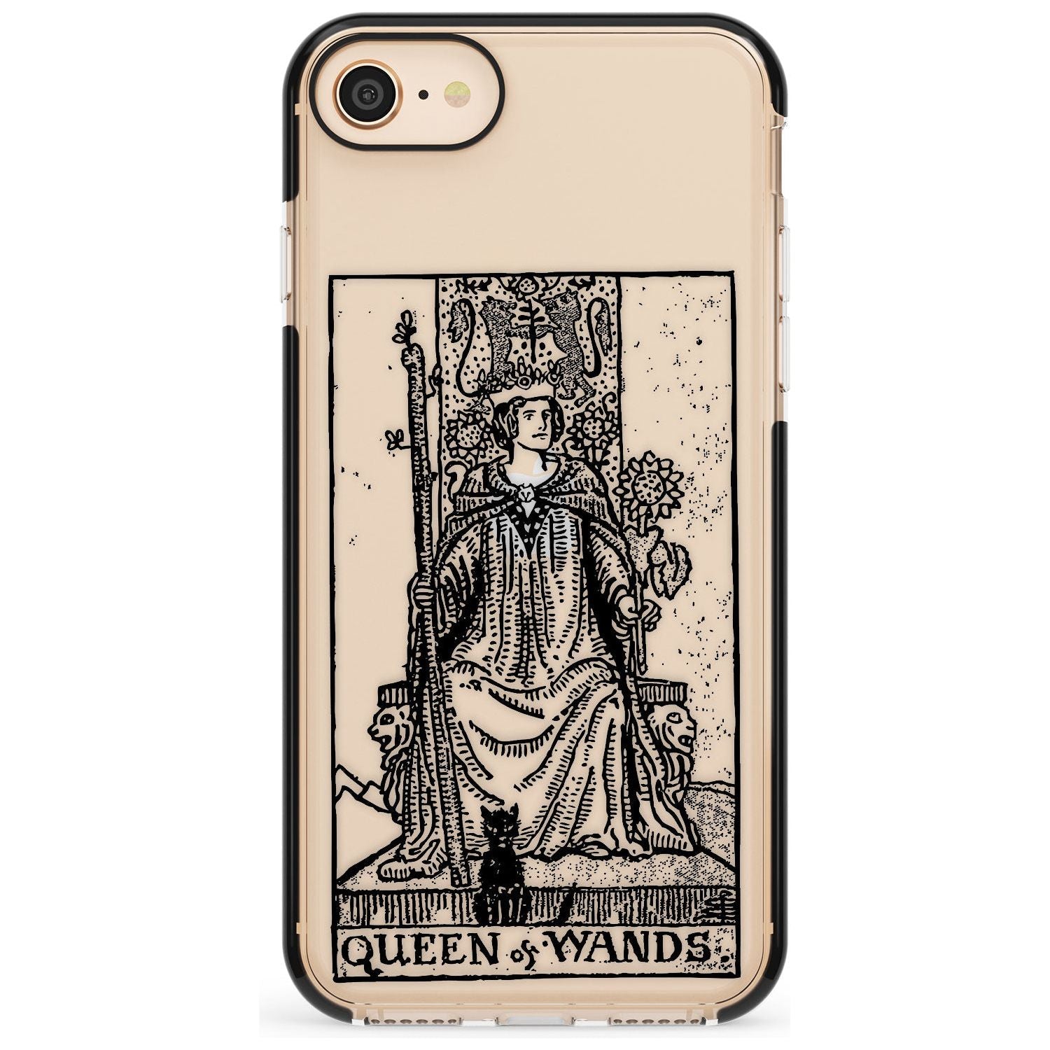 Queen of Wands Tarot Card - Transparent Pink Fade Impact Phone Case for iPhone SE 8 7 Plus