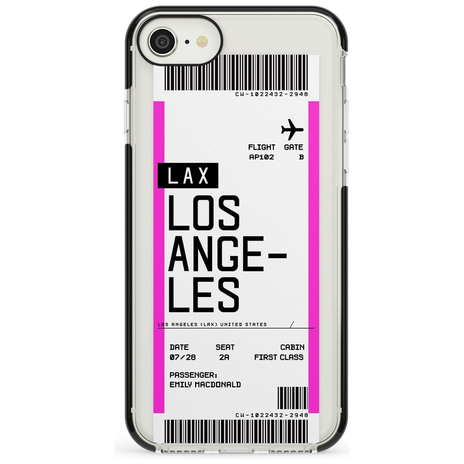 Los Angeles Boarding Pass iPhone Case Black Impact Custom Phone Case - Case Warehouse
