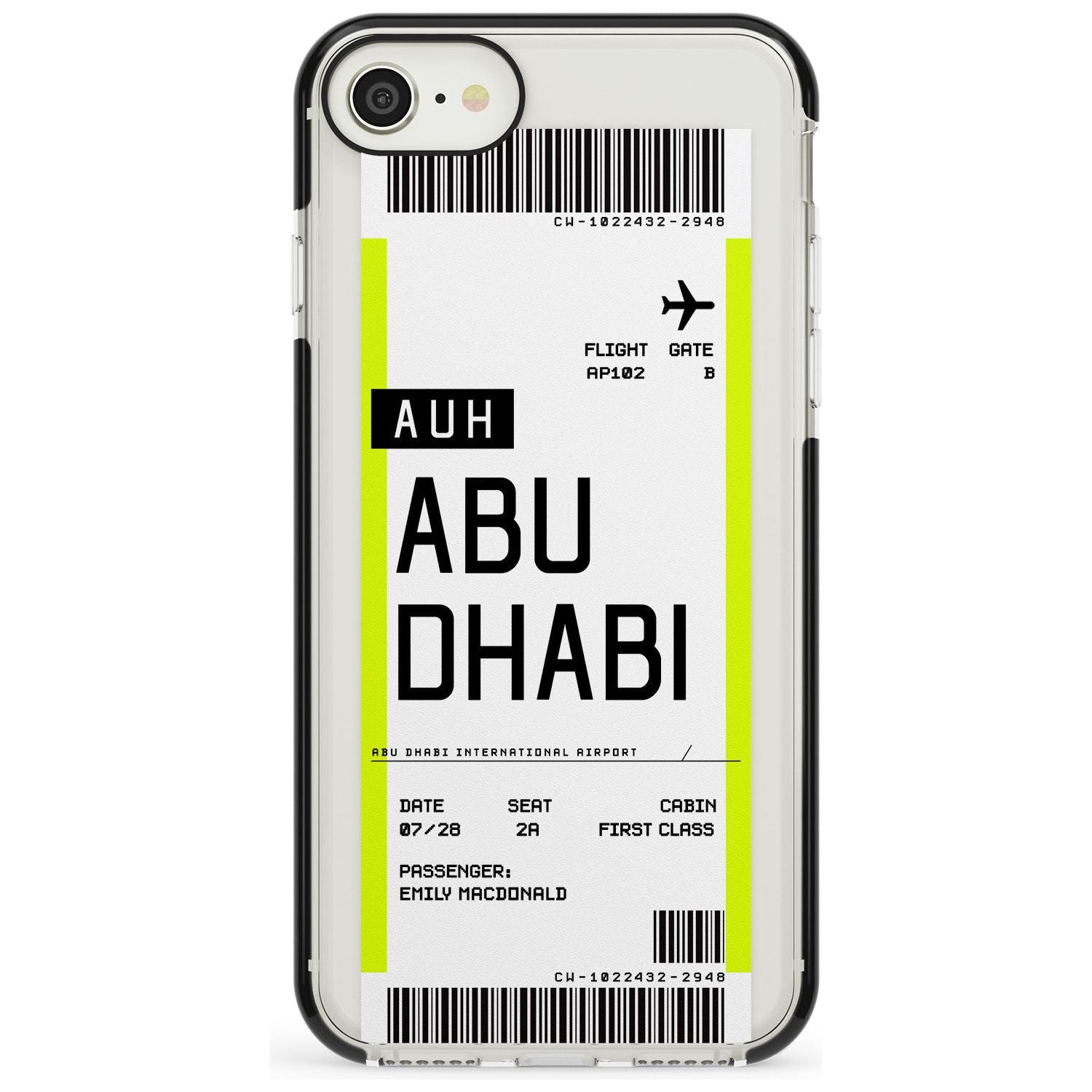 Abu Dhabi Boarding Pass iPhone Case Black Impact Custom Phone Case - Case Warehouse