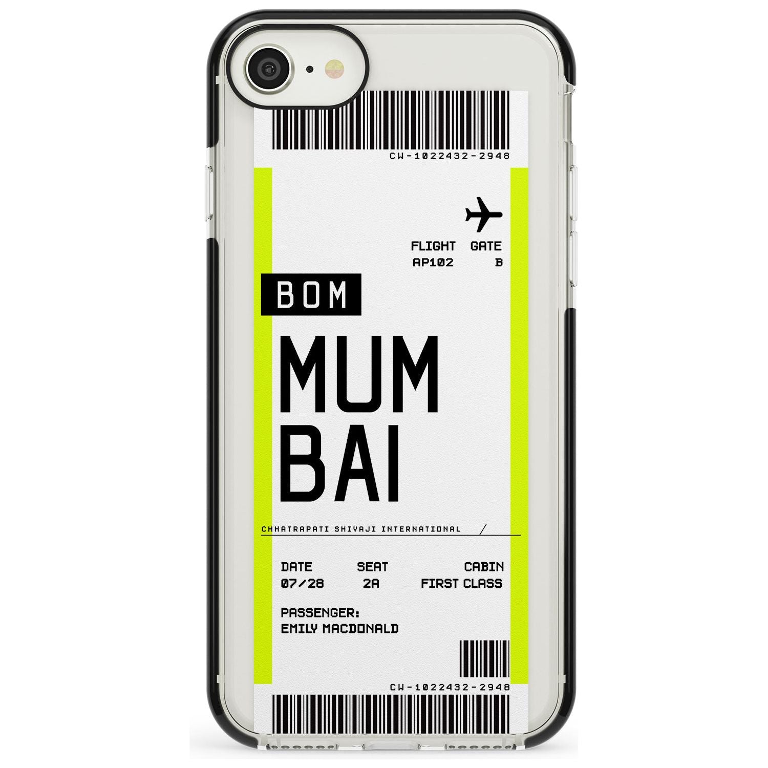 Mumbai Boarding Pass iPhone Case Black Impact Custom Phone Case - Case Warehouse