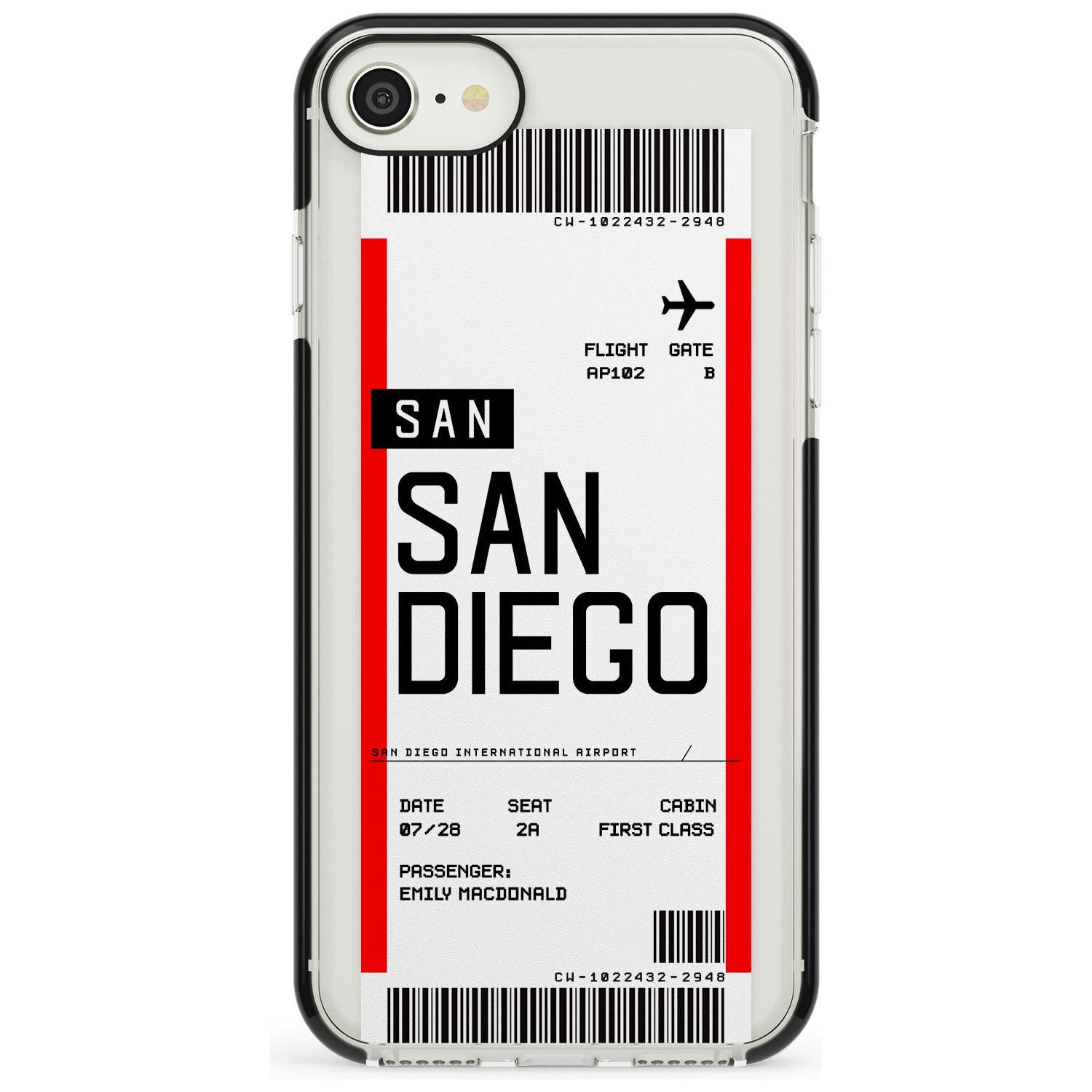 San Diego Boarding Pass iPhone Case Black Impact Custom Phone Case - Case Warehouse