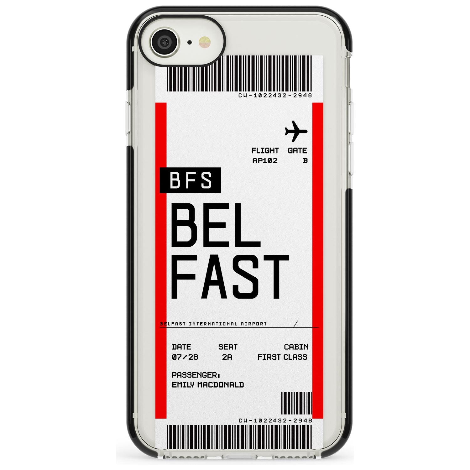 Belfast Boarding Pass Black Impact Custom Phone Case - Case Warehouse