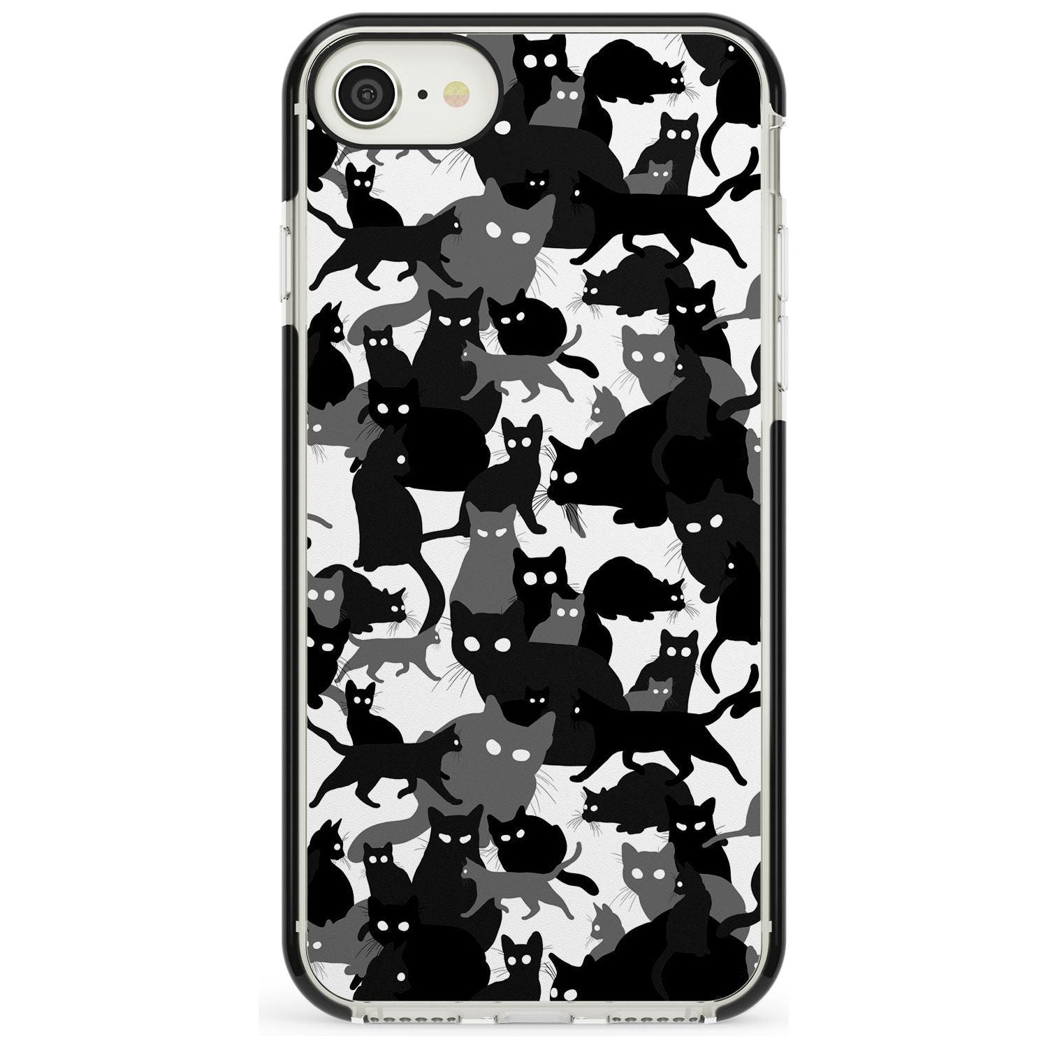 Black & White Cat Camouflage iPhone Case Black Impact Phone Case - Case Warehouse