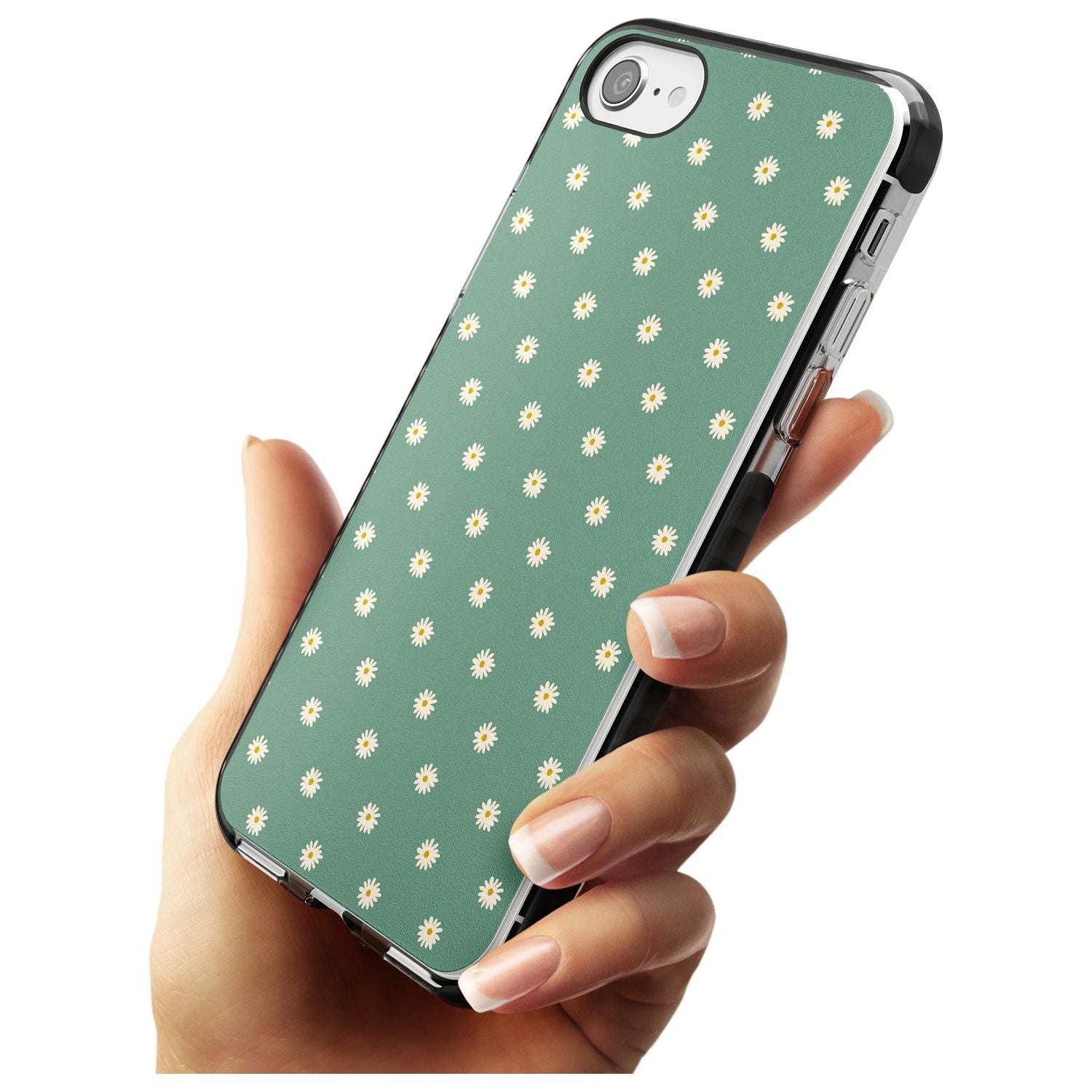 Daisy Pattern - Teal Cute Floral Daisy Design Pink Fade Impact Phone Case for iPhone SE 8 7 Plus