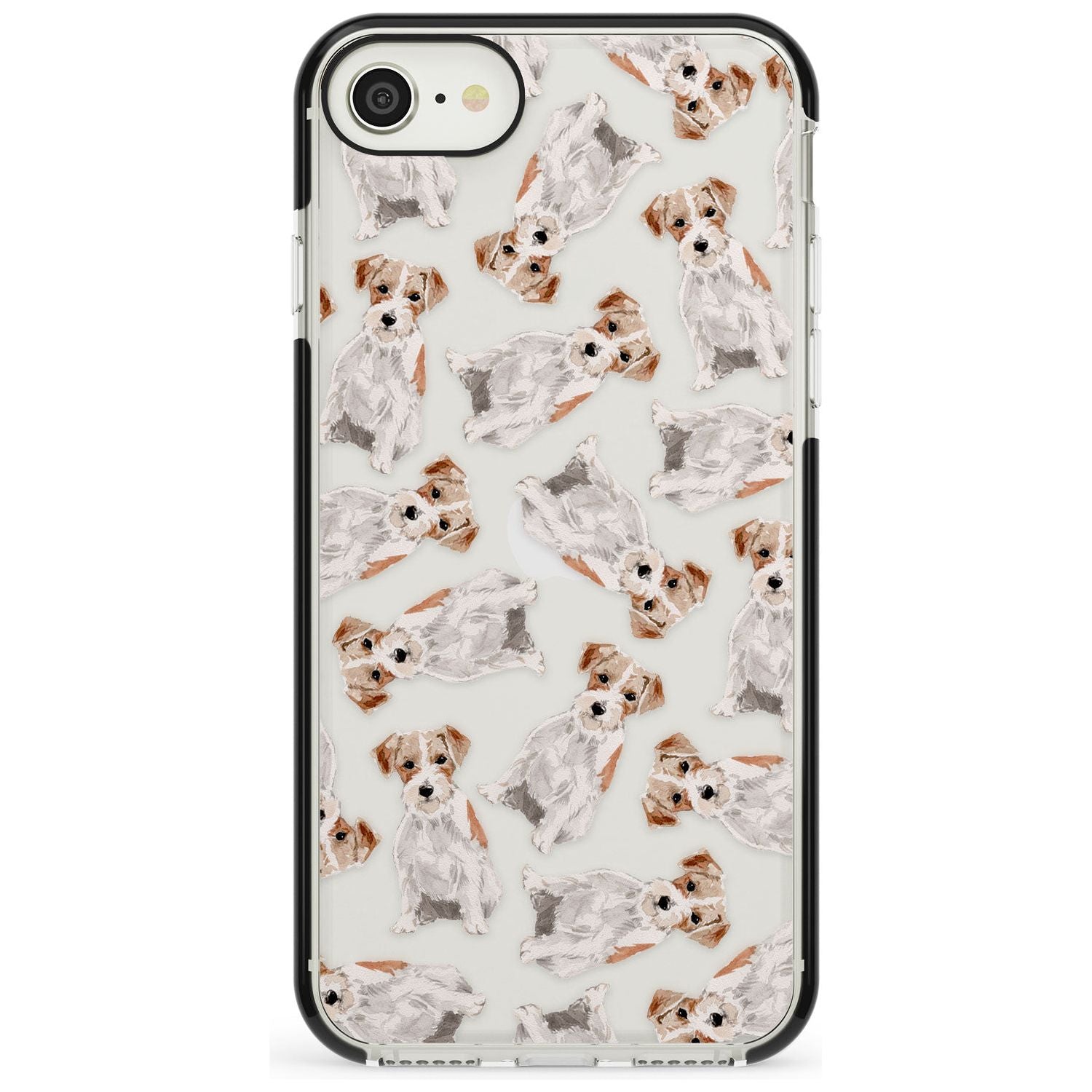 Wirehaired Jack Russell Watercolour Dog Pattern Black Impact Phone Case for iPhone SE 8 7 Plus