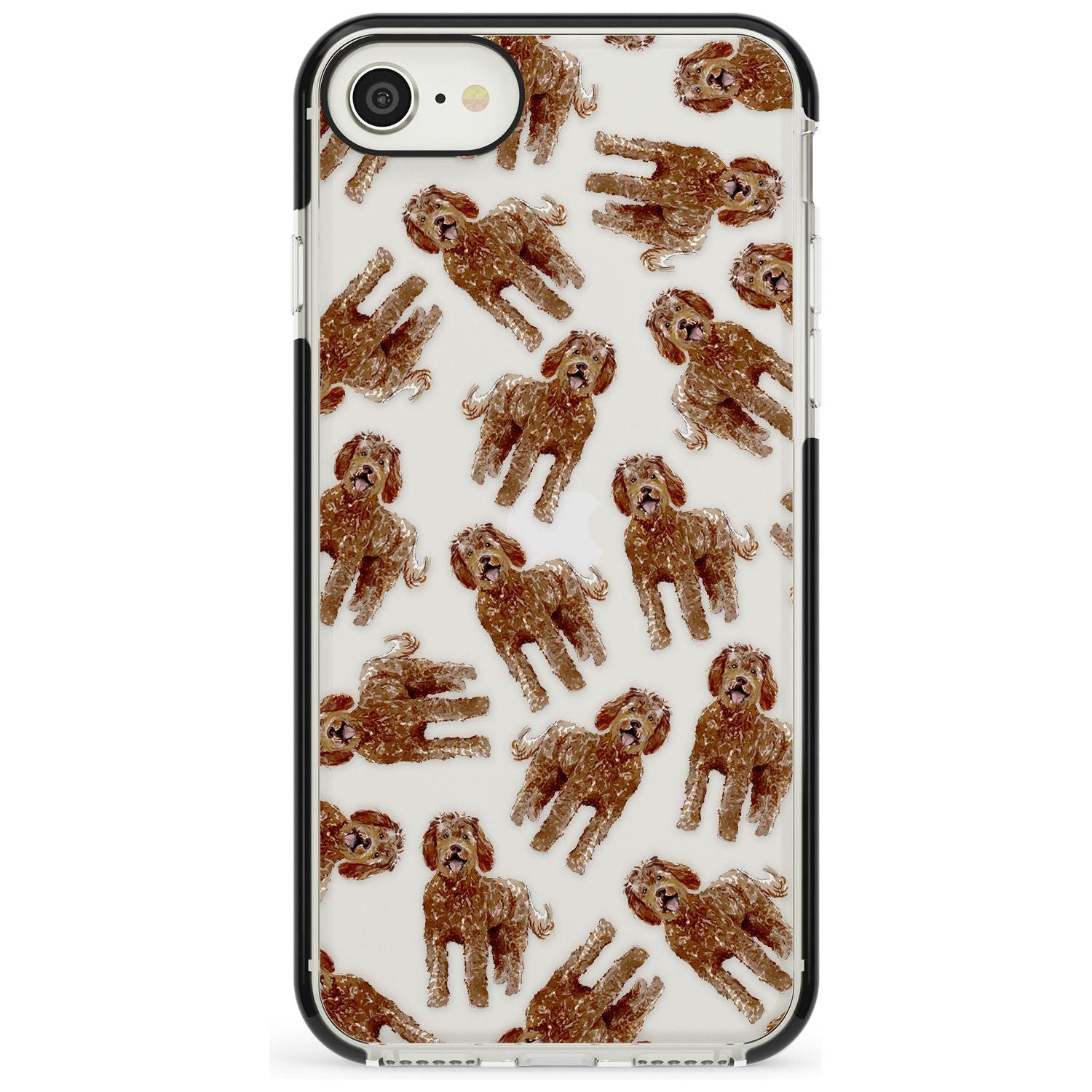 Labradoodle (Brown) Watercolour Dog Pattern Black Impact Phone Case for iPhone SE 8 7 Plus