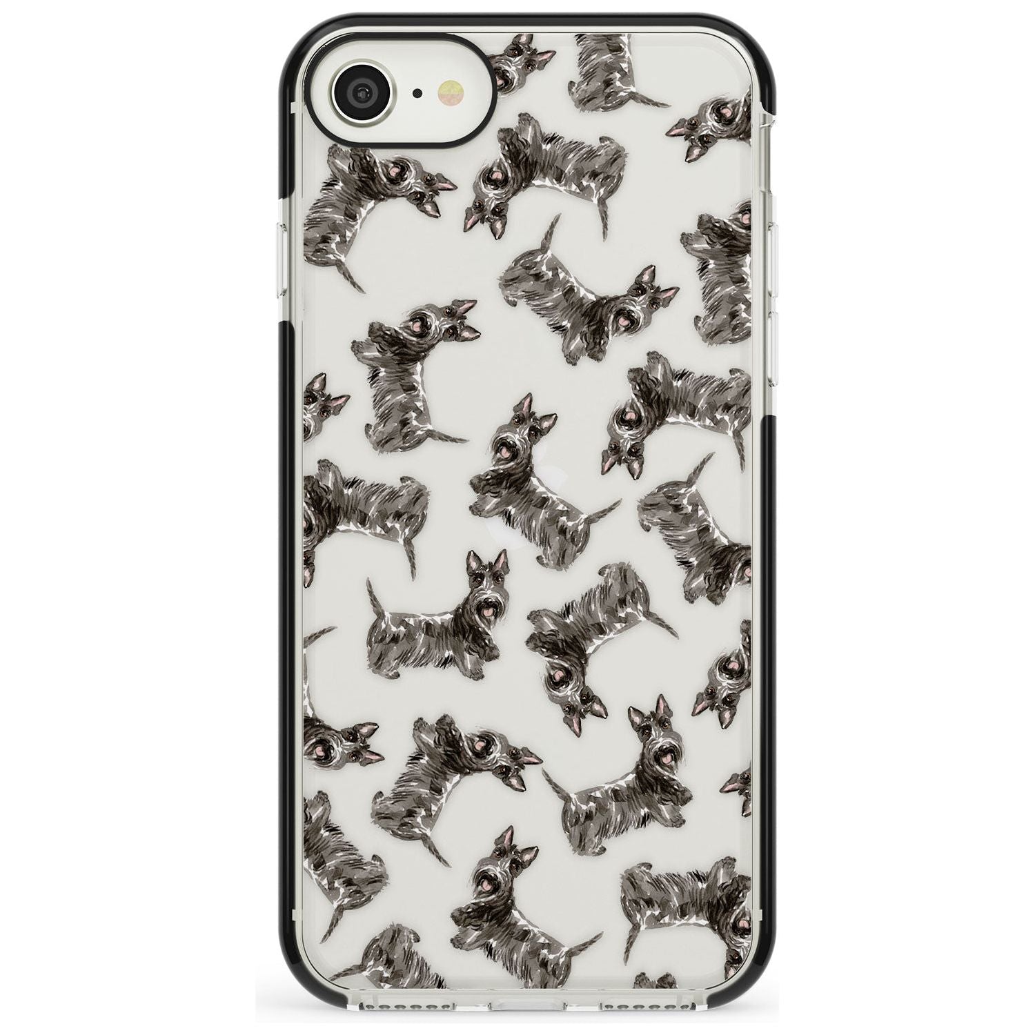 Scottish Terrier Watercolour Dog Pattern Black Impact Phone Case for iPhone SE 8 7 Plus