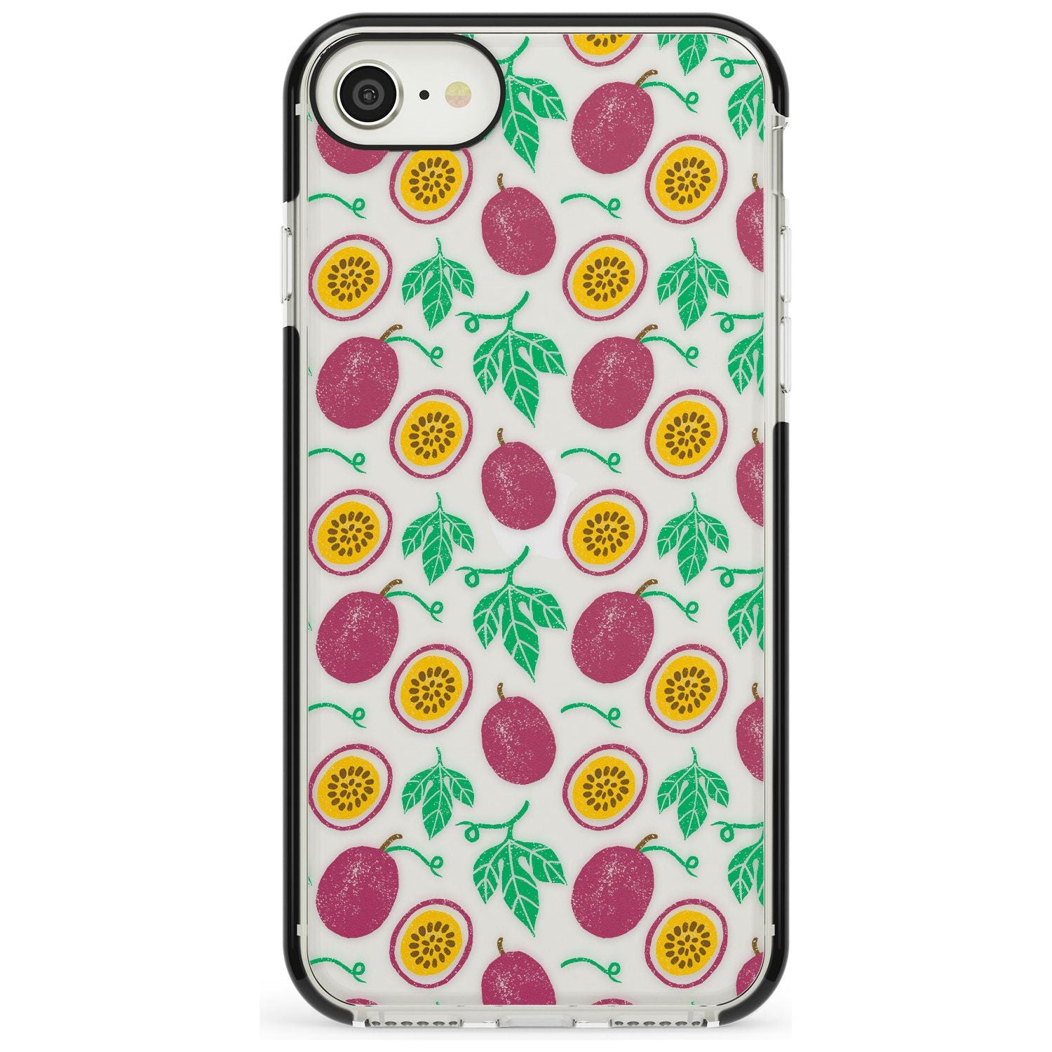 Passion Fruit Pattern iPhone Case Black Impact Phone Case - Case Warehouse
