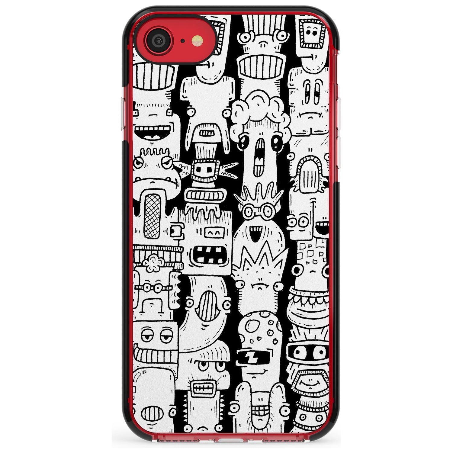 Monochrome Heads Black Impact Phone Case for iPhone SE 8 7 Plus