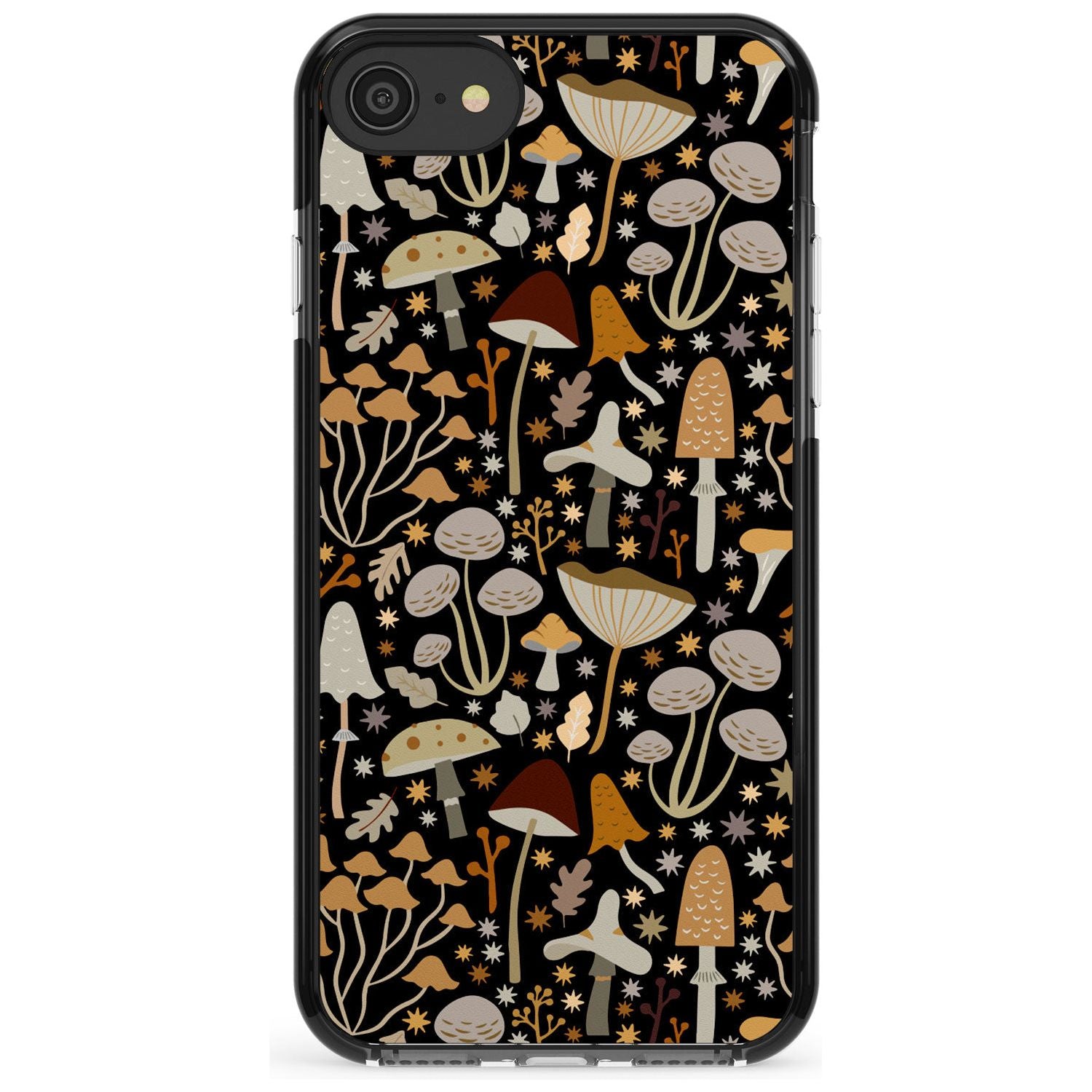 Sentimental Mushrooms Pattern Black Impact Phone Case for iPhone SE 8 7 Plus