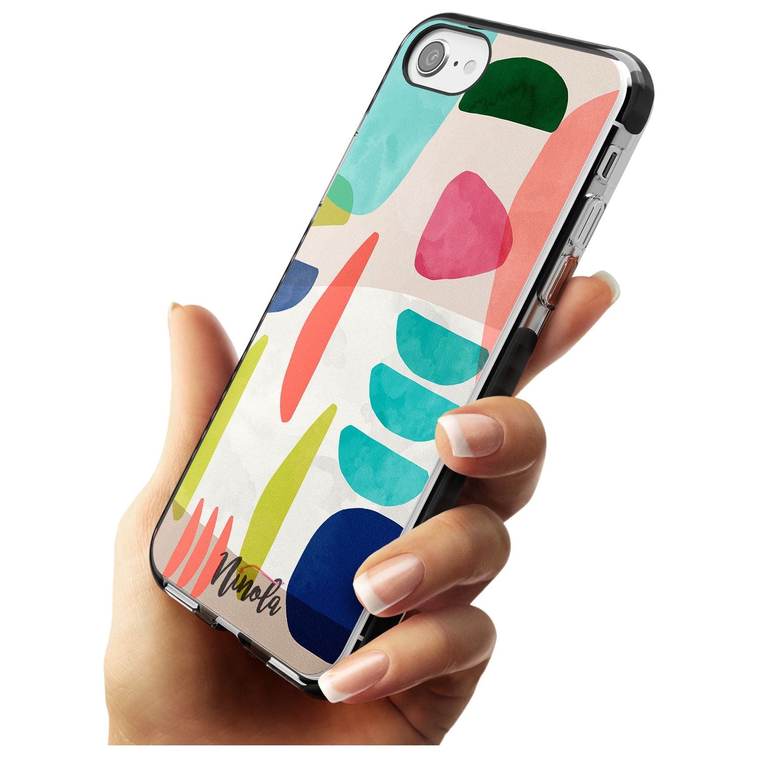 Organic Bold Shapes Black Impact Phone Case for iPhone SE 8 7 Plus