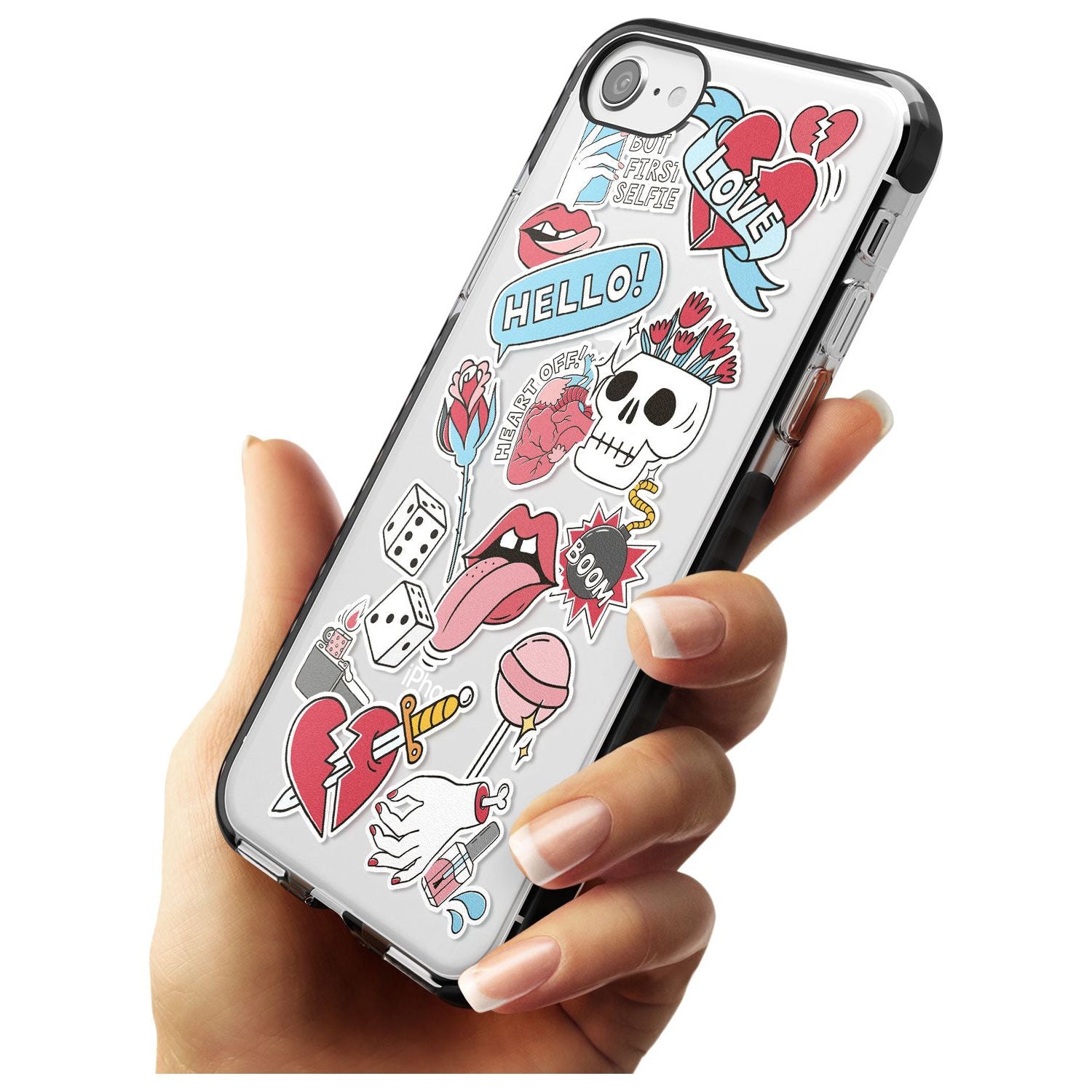 Skull & Flowers Sticker iPhone Case Phone Case - Case Warehouse